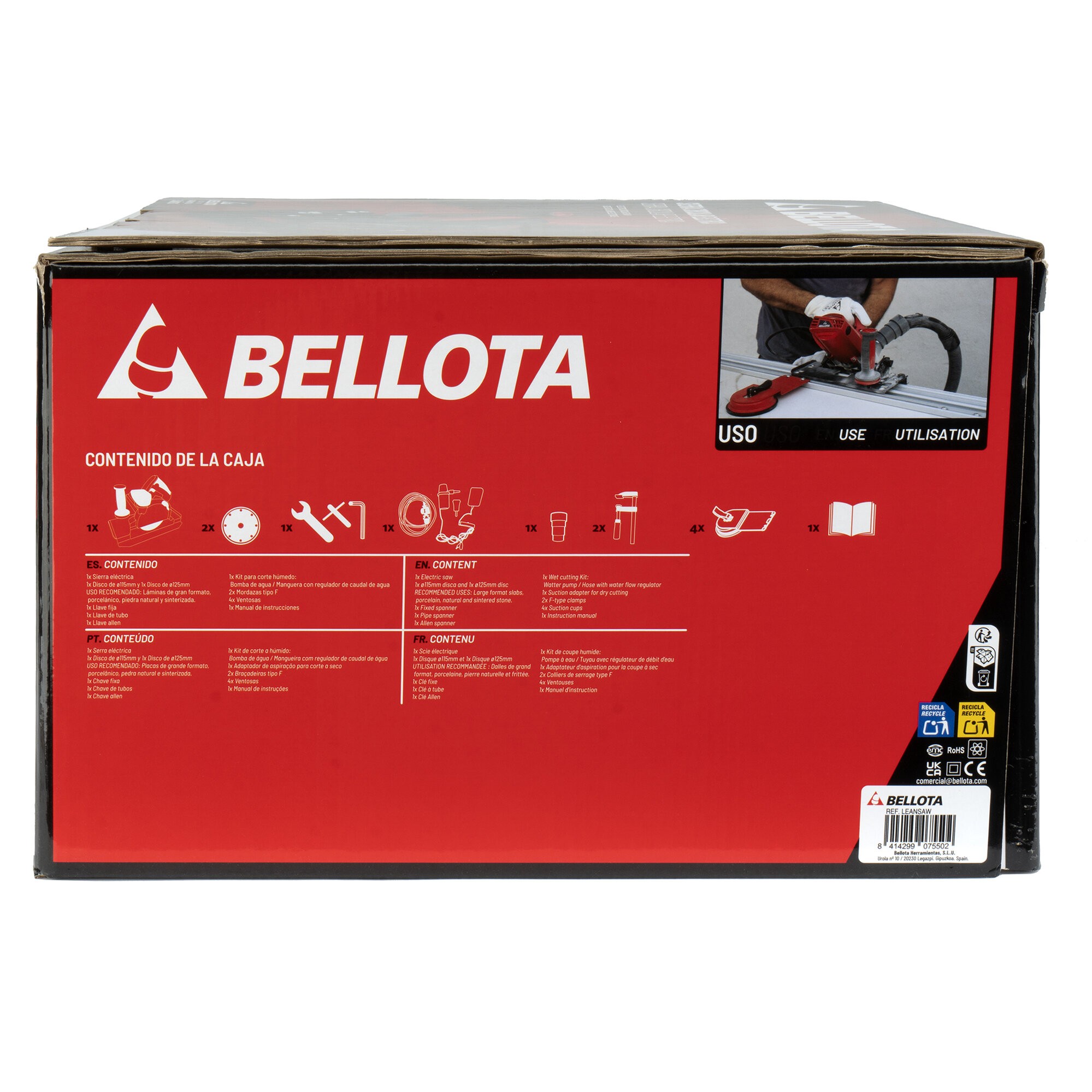 Cortadora eléctrica circular para cerámica 1.400W  220 v enchufe tipo C-F / LEANSAW