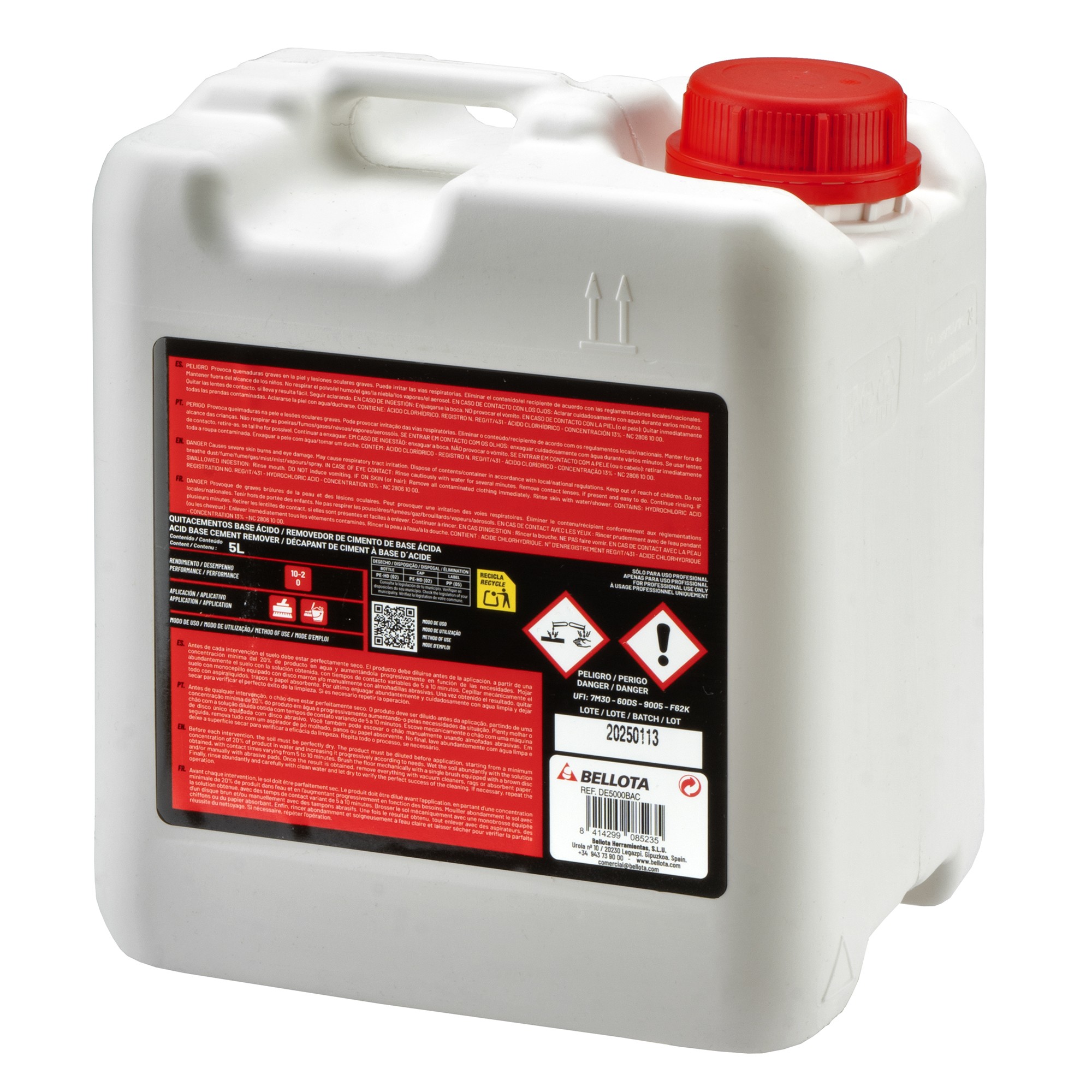Quitacementos base ácido 5L / DE5000BAC