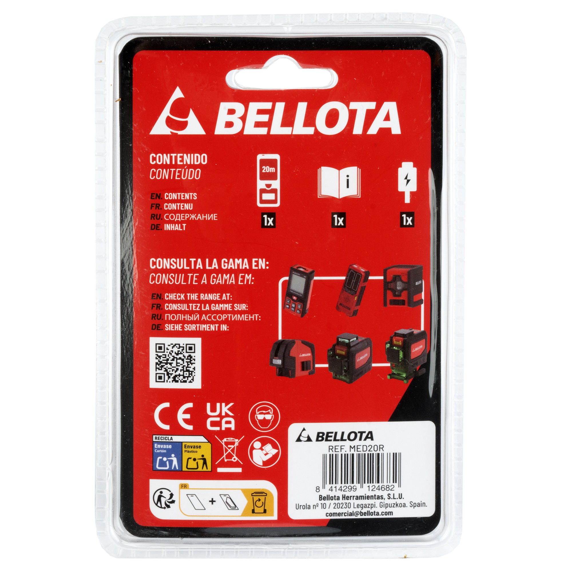 Medidor láser 20 m digital para trabajos de medición y cálculo de presupuestos / MED20R