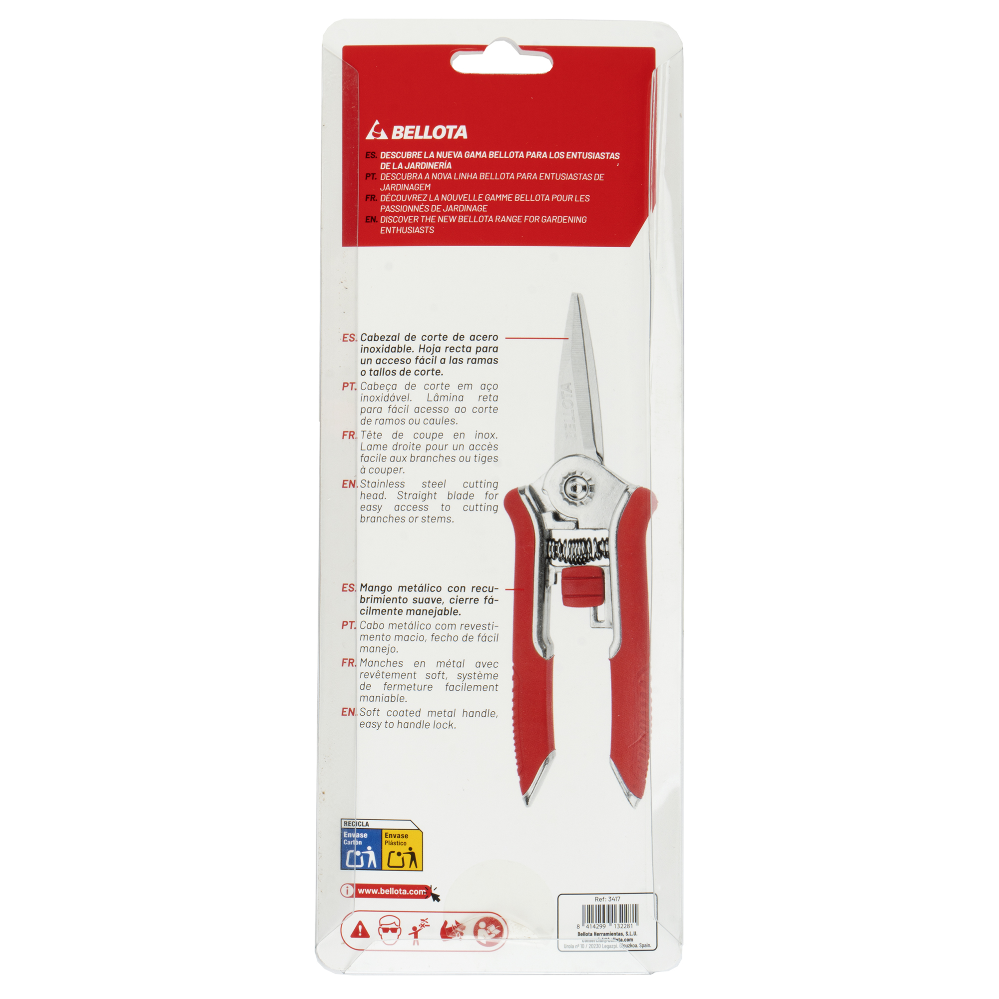 Tijera detalle hoja recta y alargada / 3417