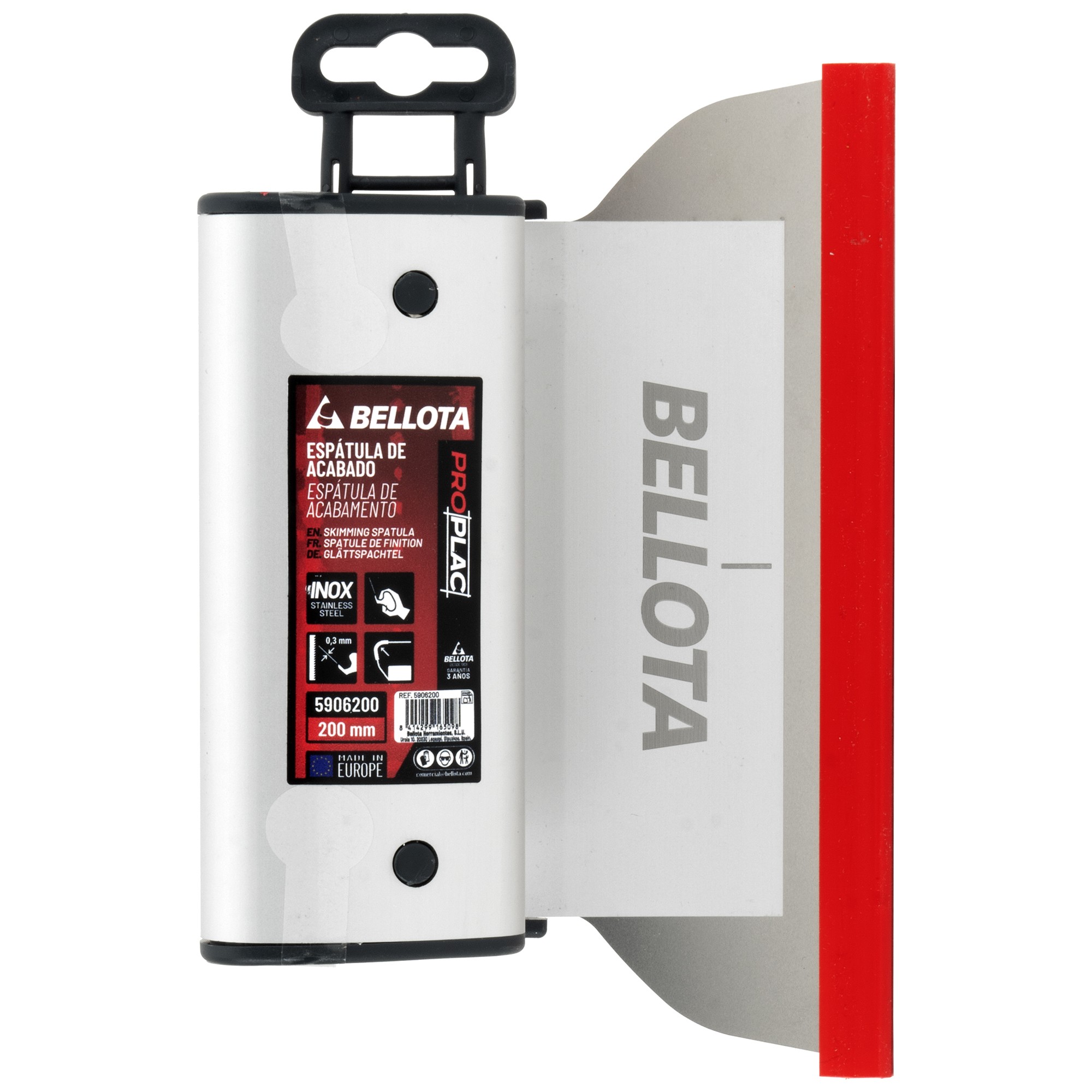 Espátula de alisar en acero inoxidable de 0,3 mm para enlucir trabajos en placa de 200 mm / 5906200