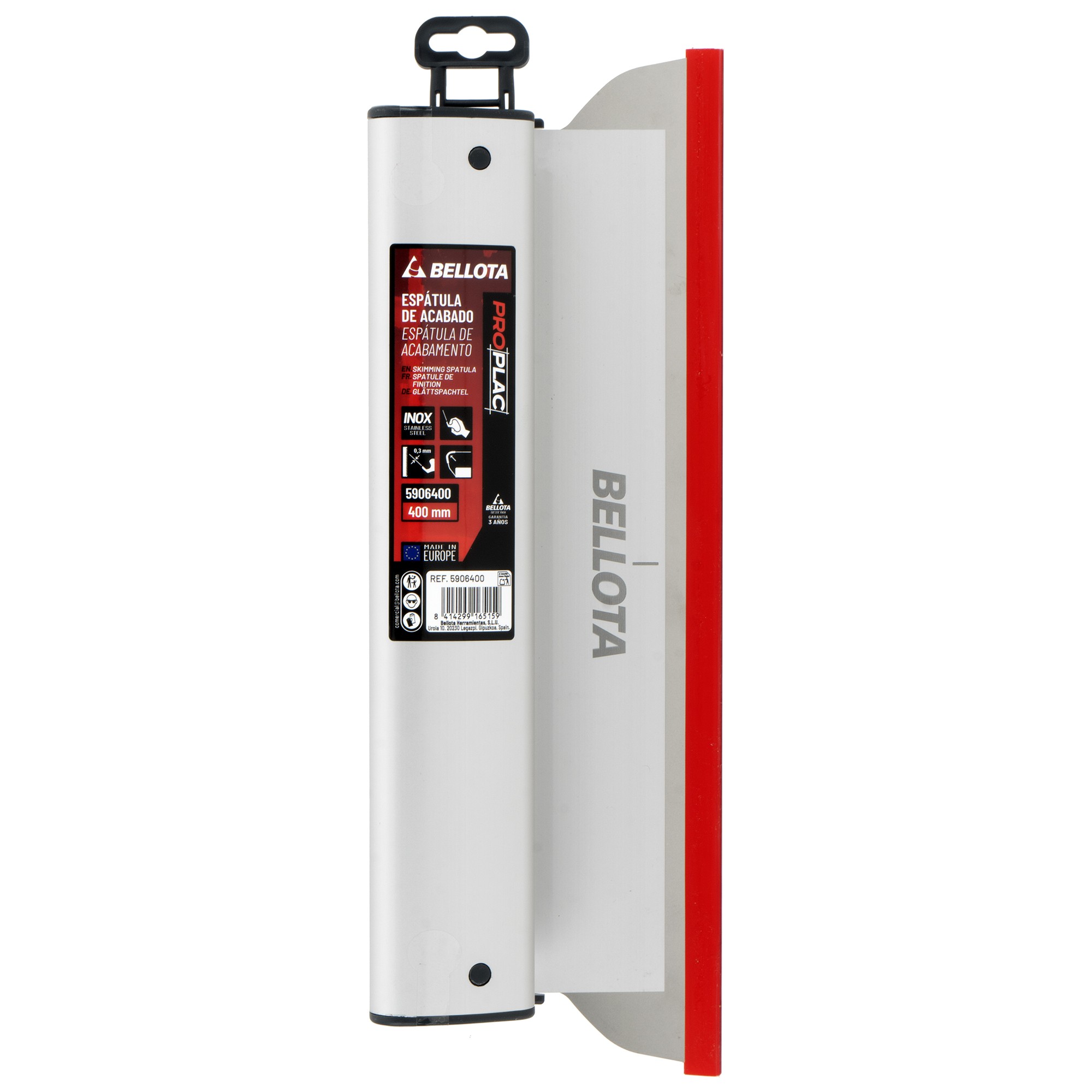 Espátula de alisar en acero inoxidable de 0,3 mm para enlucir trabajos en placa de 400 mm / 5906400