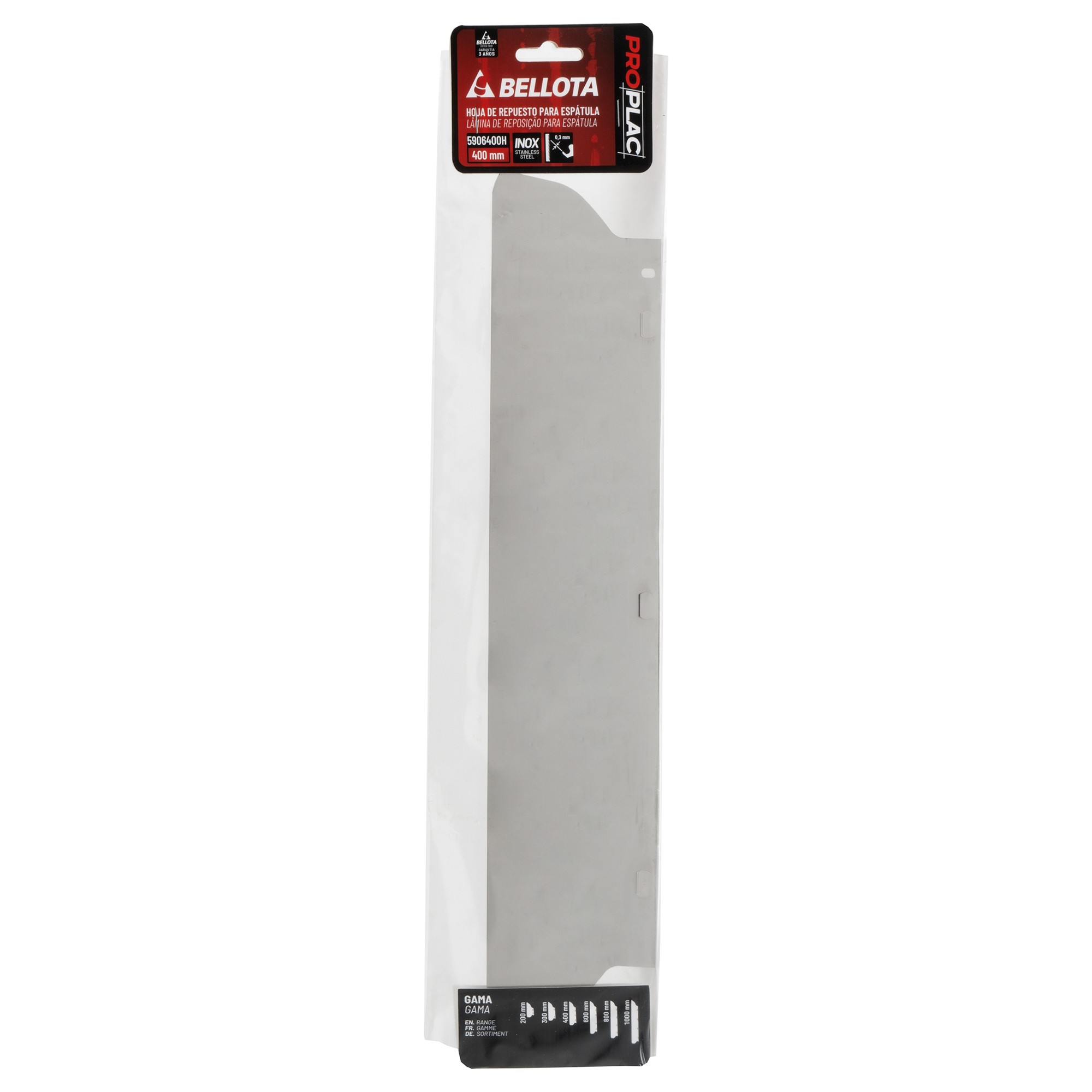 Hoja recambio espátula de alisar en acero inoxidable de 0,3 mm para enlucir trabajos en placa de 400 mm / 5906400H