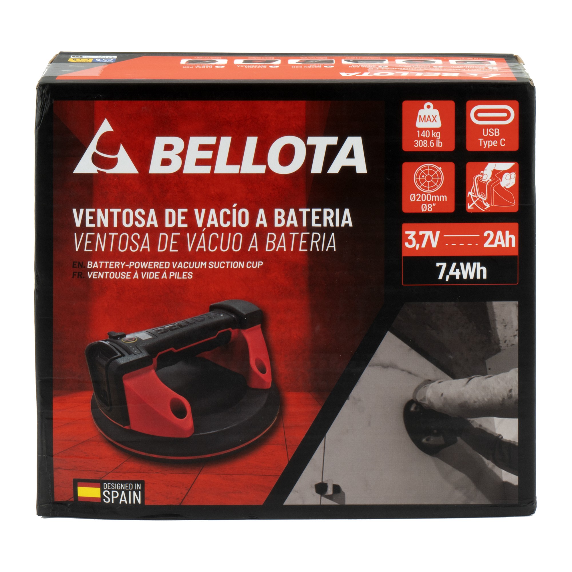 Ventosa a batería 140 Kg. 3,7V / SUCRB140