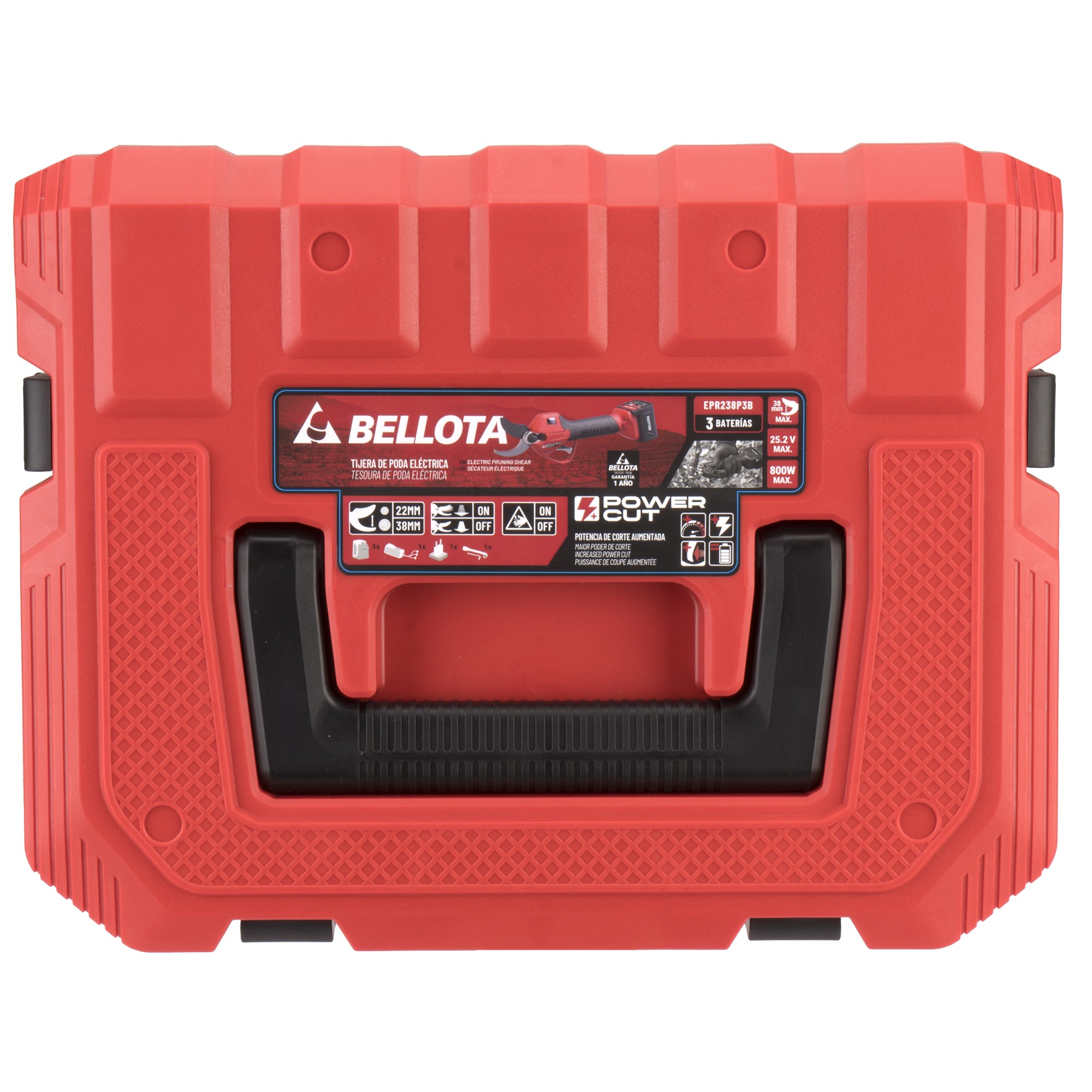 Tijera de poda eléctrica sin cable, POWER CUT con batería de Litio Ion y apertura máxima de 38mm
