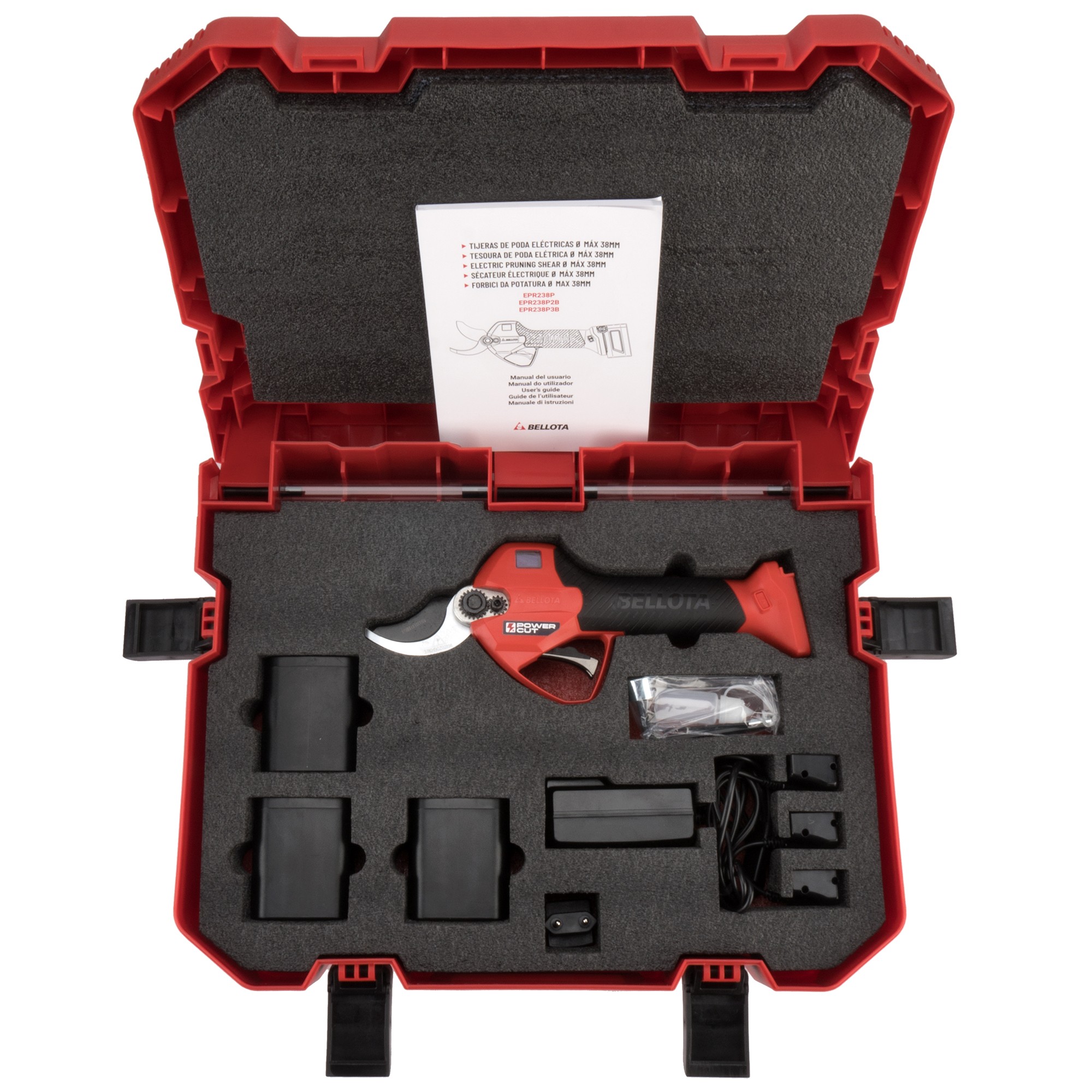 Tijera de poda eléctrica sin cable, POWER CUT con batería de Litio Ion y apertura máxima de 38mm