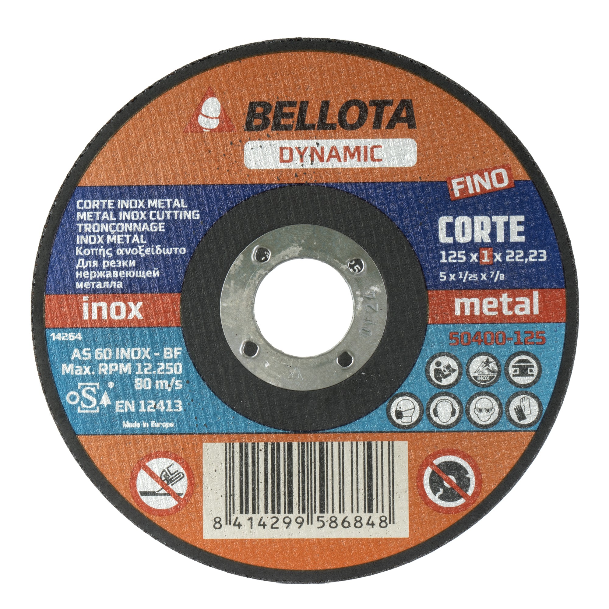 Disco abrasivo dynamic para corte inox-metal,  espesor extra fino 1 mm y Ø 125 mm / 50400125