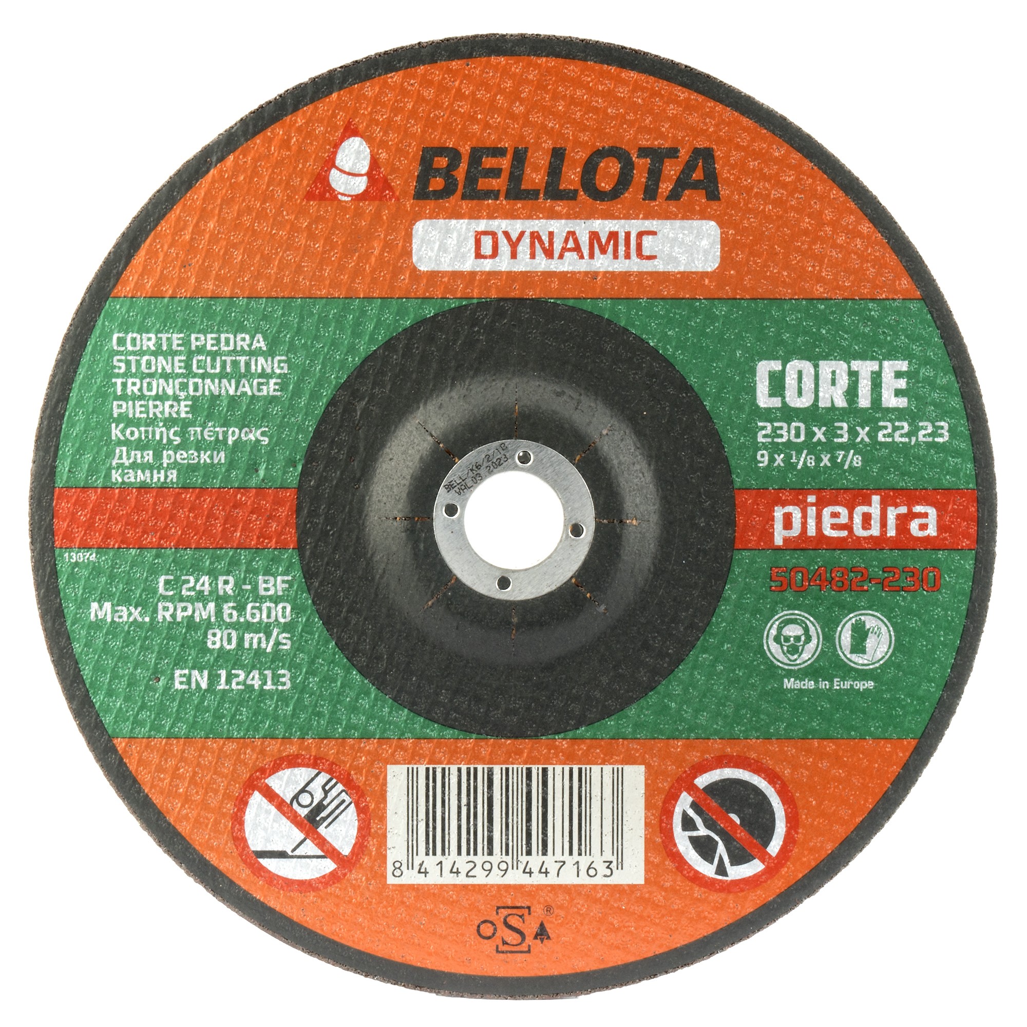 Disco abrasivo dynamic para corte piedra, espesor 3 mm y Ø 230 mm / 50482230