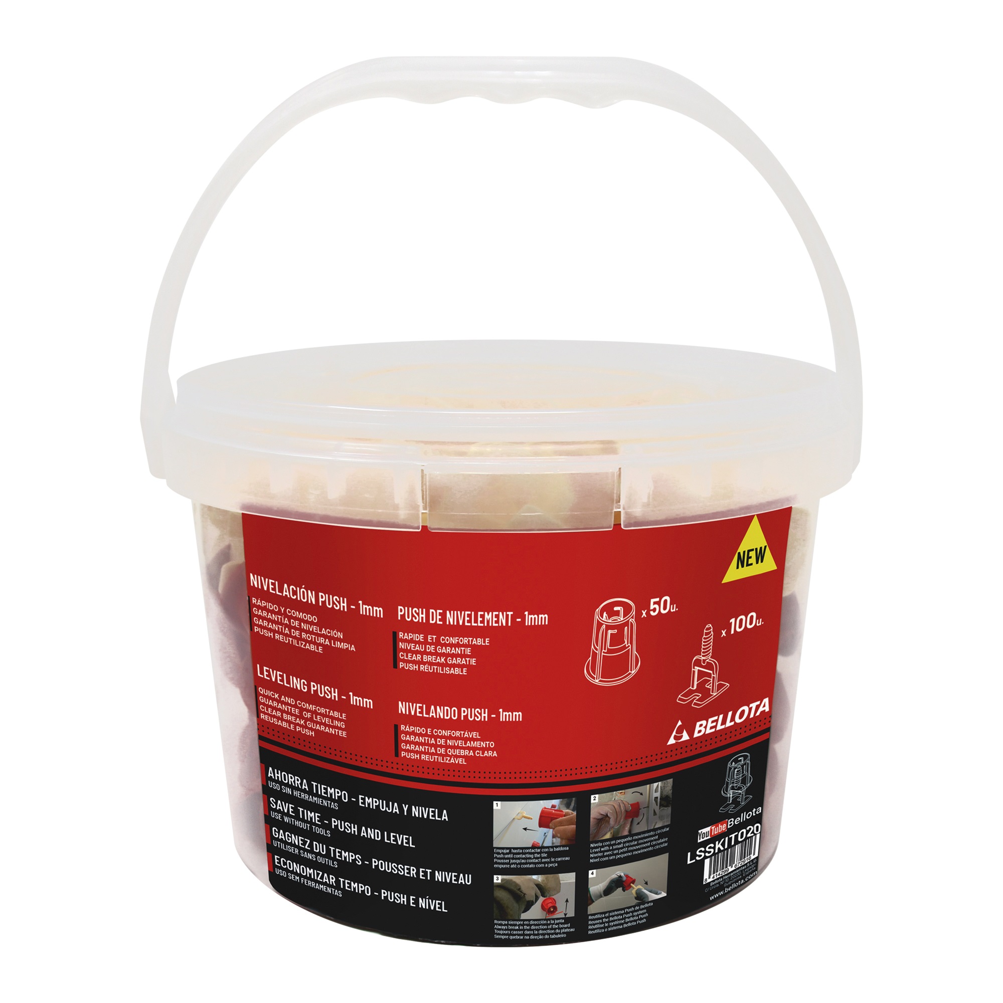 Kit de nivelación cerámica para sistema Push&Level de 3 mm - 100 Calzos+50 PUSH / LSSKIT030