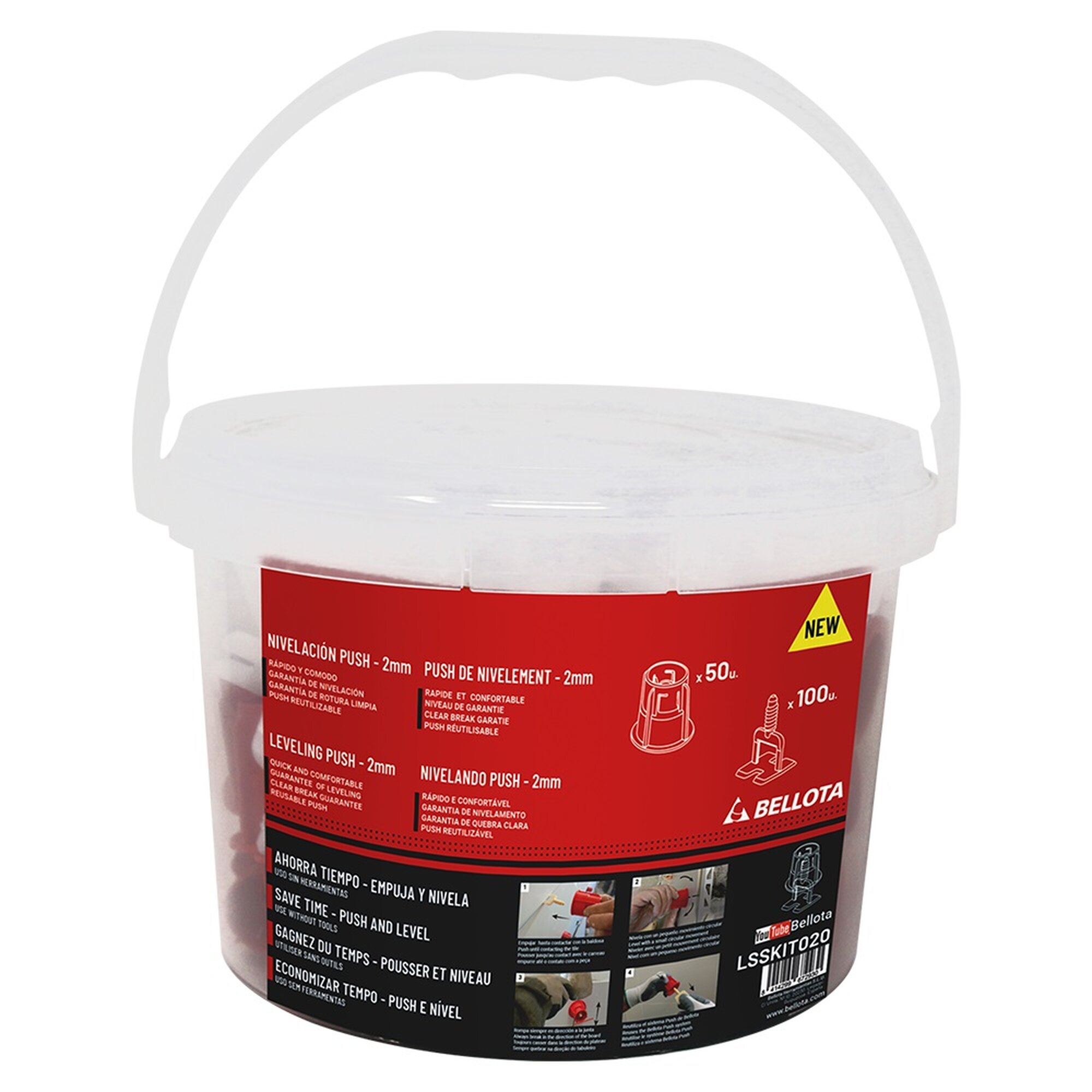 Kit de nivelación cerámica para sistema Push&Level de 3 mm - 100 Calzos+50 PUSH / LSSKIT030