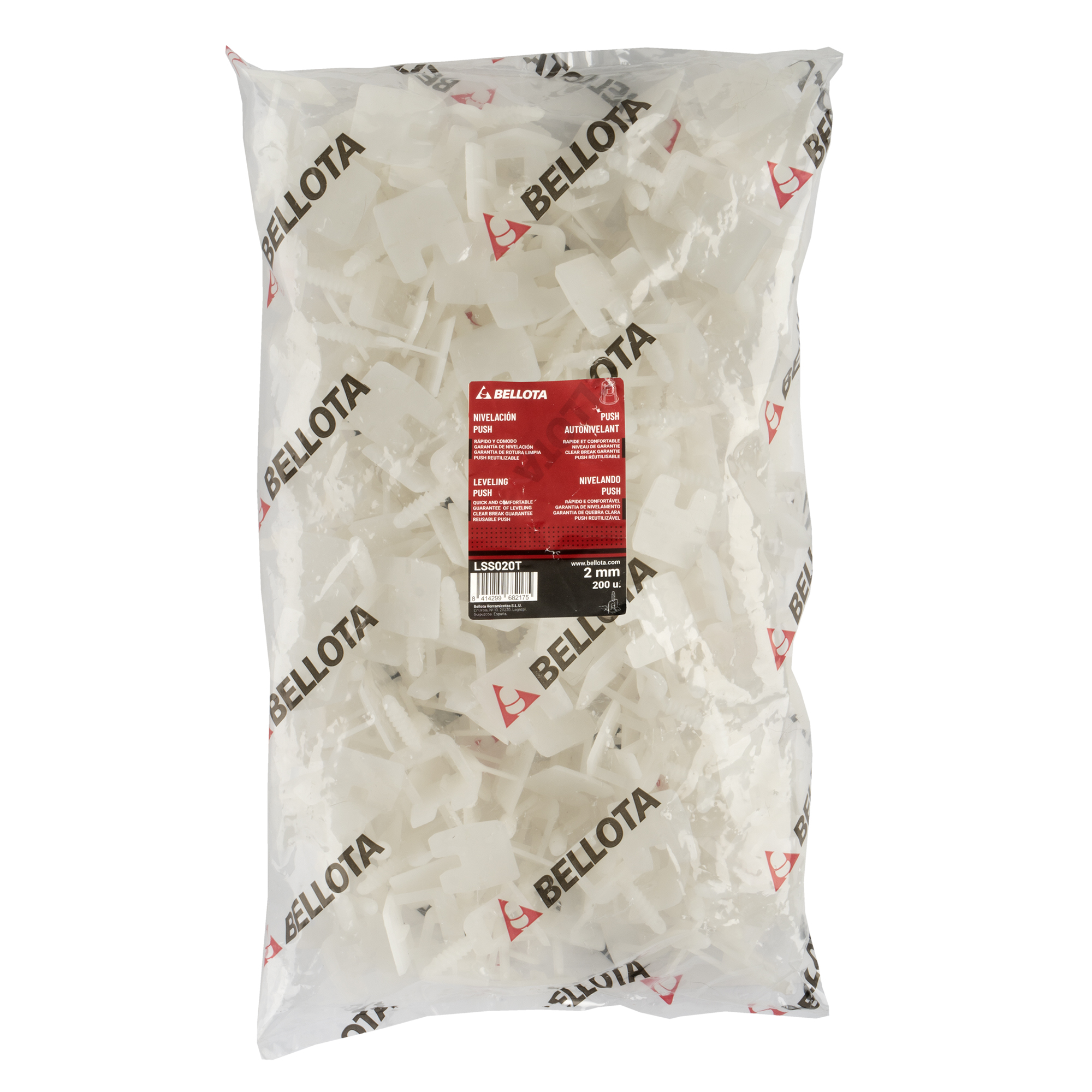 Calzo de nivelación cerámica en T para sistema Push&Level de 2 mm - Bolsa 200 unidades / LSS020T