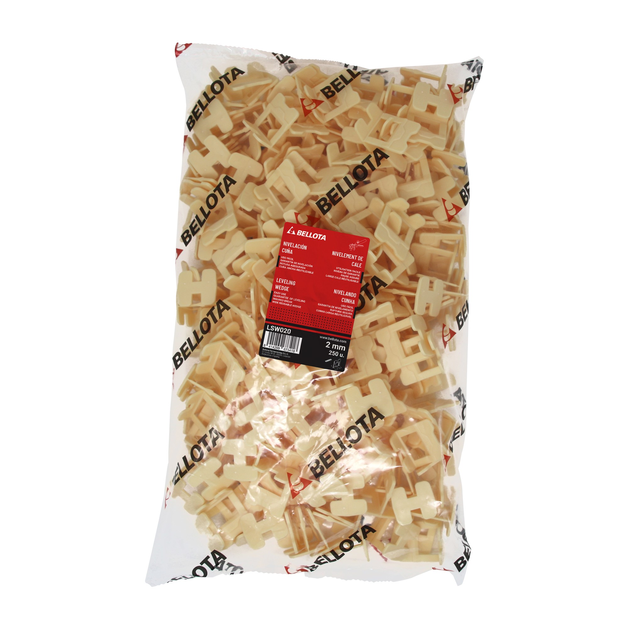 Calzo de nivelación cerámica para sistema cuña de 2 mm - Bolsa 250 unidades / LSW020