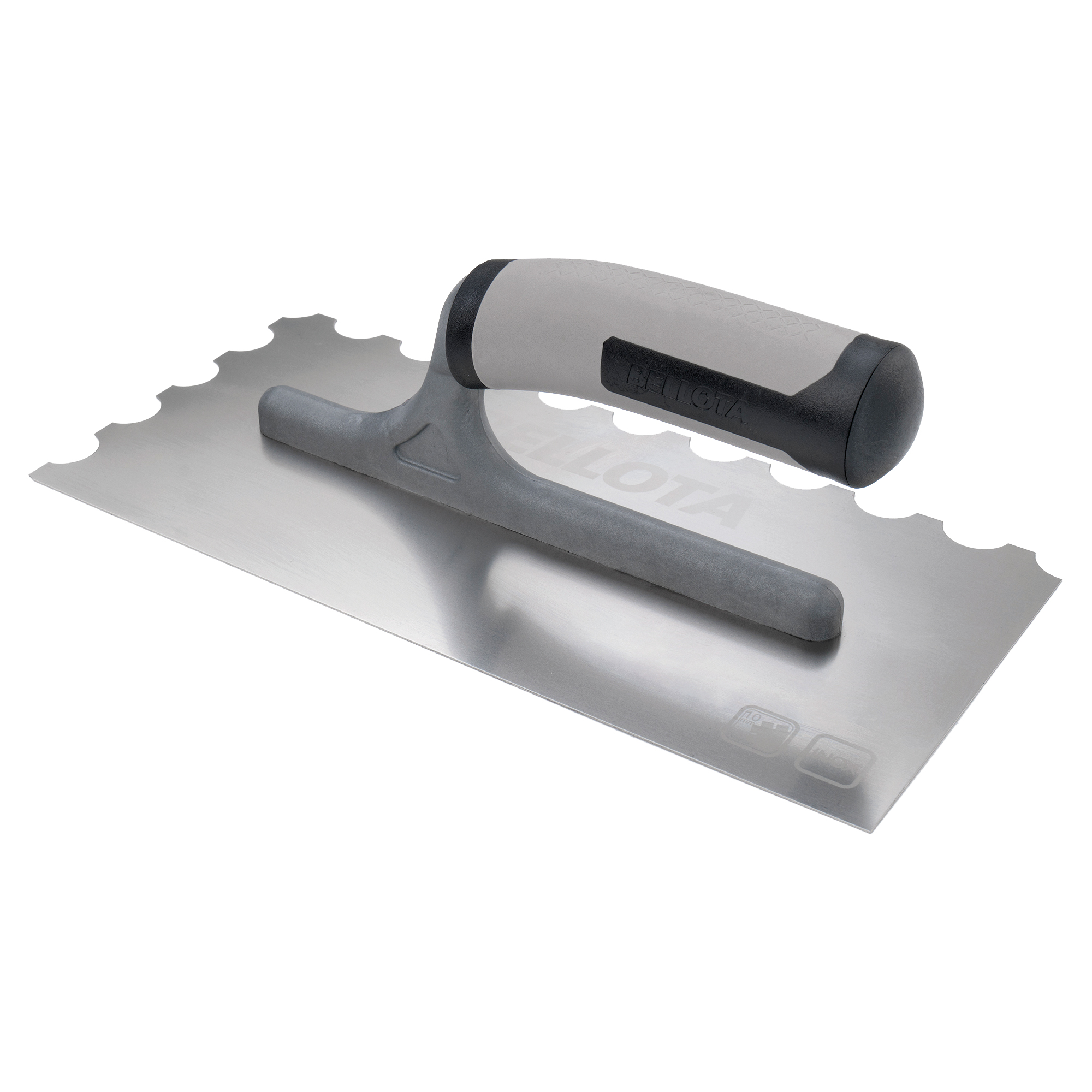 Peine diente radio de acero inoxidable con mango abierto bimaterial 10 mm / 587410RBIMINOX