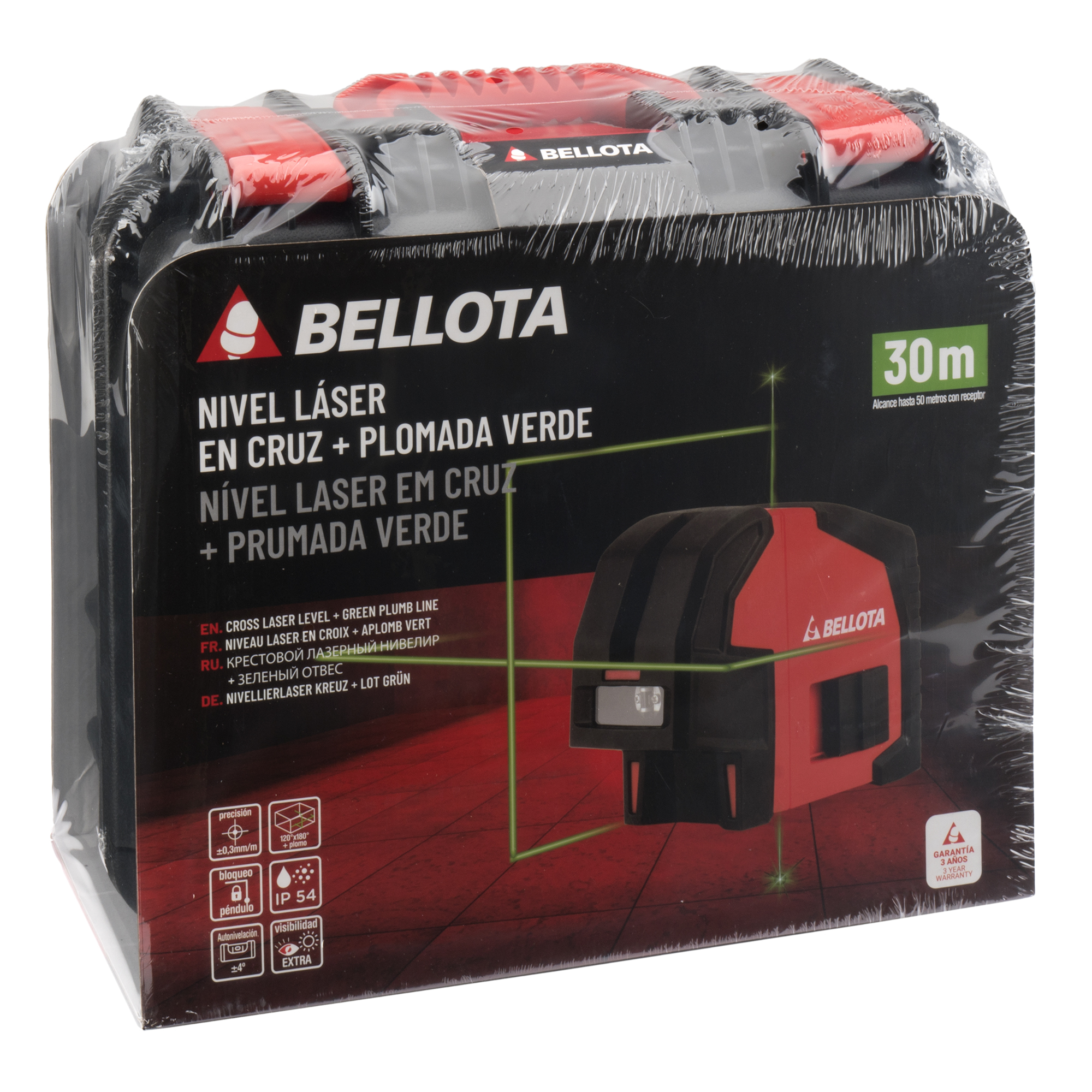 Nivel láser en cruz 30 m con plomada para trabajos de nivelación / NIV30