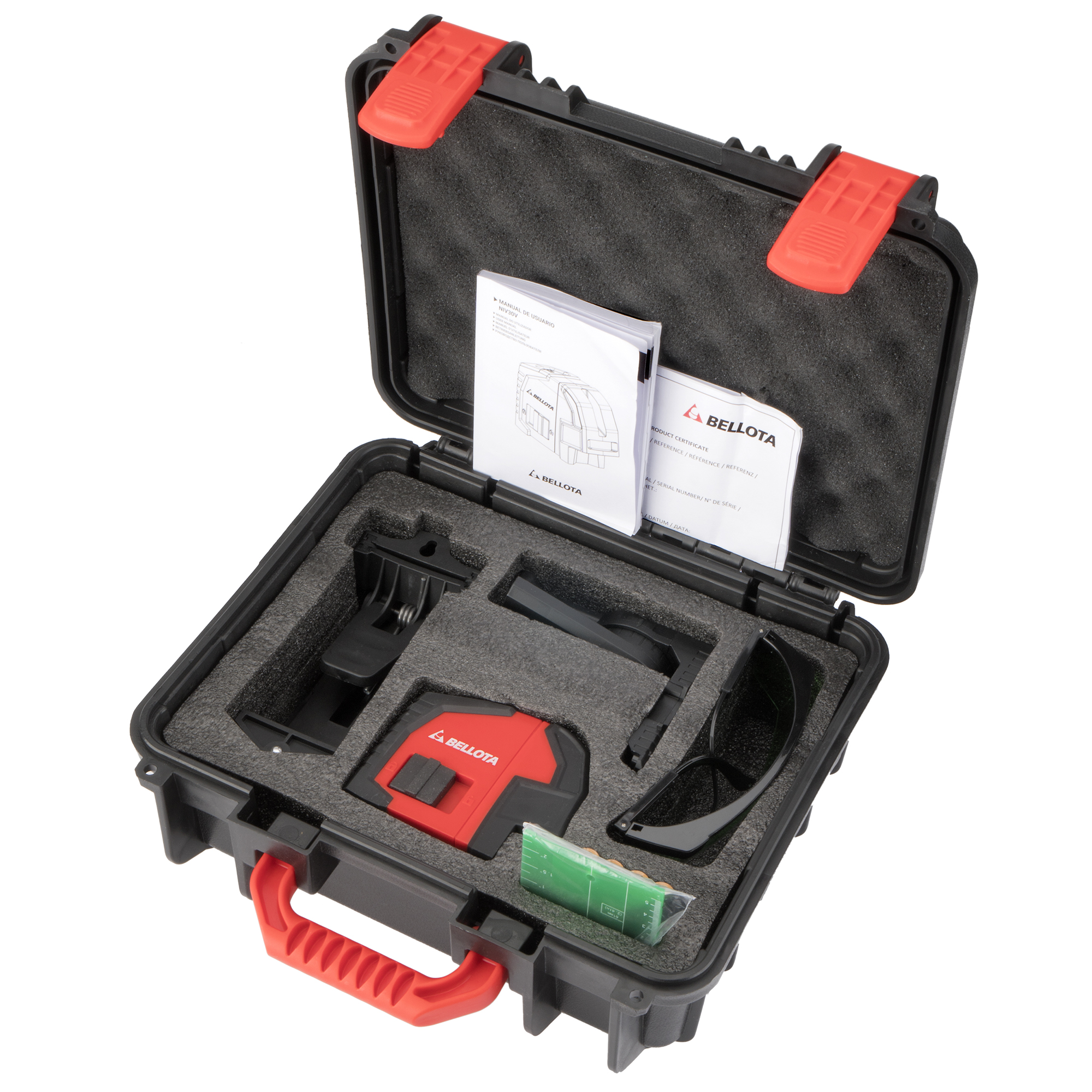 Nivel láser en cruz 30 m con plomada para trabajos de nivelación / NIV30