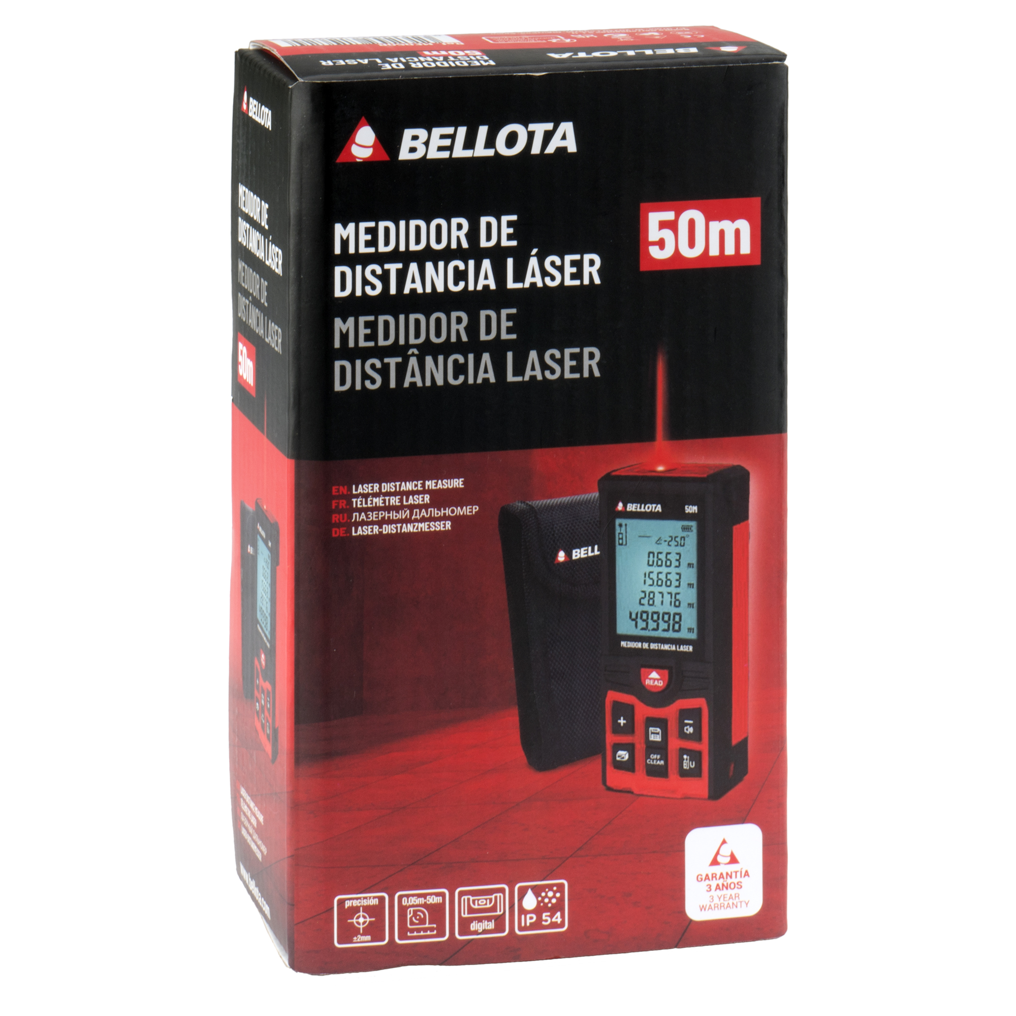 Medidor láser 50 m con nivel digital para trabajos de medición y cálculo de presupuestos / MED