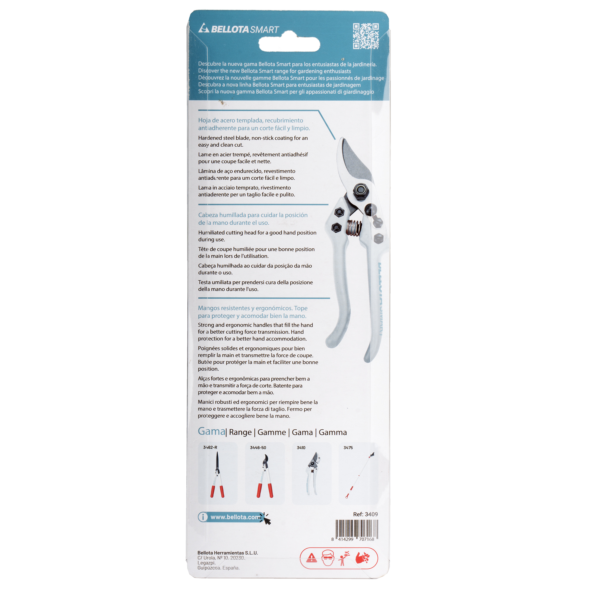 Tijera de una mano de corte bypass con mangos ergonómicos de polipropileno / 3409