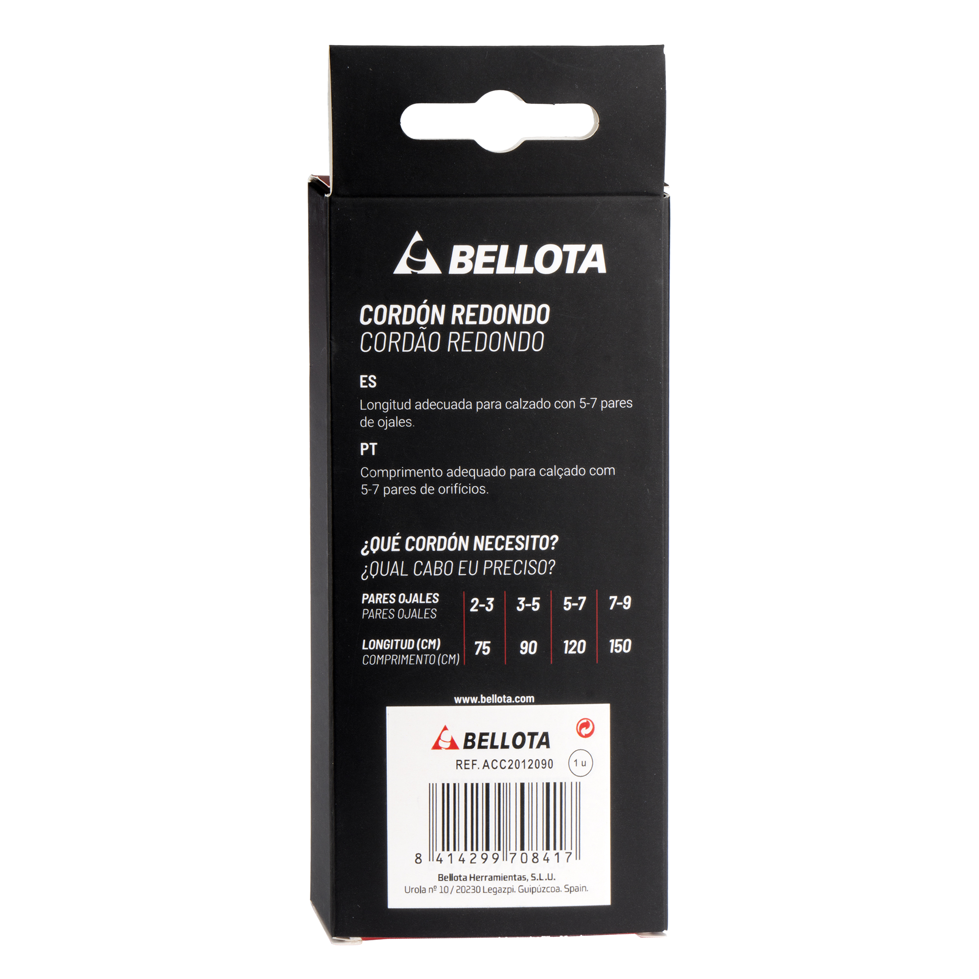 Cordón redondo negro 120 cm / ACC2012090