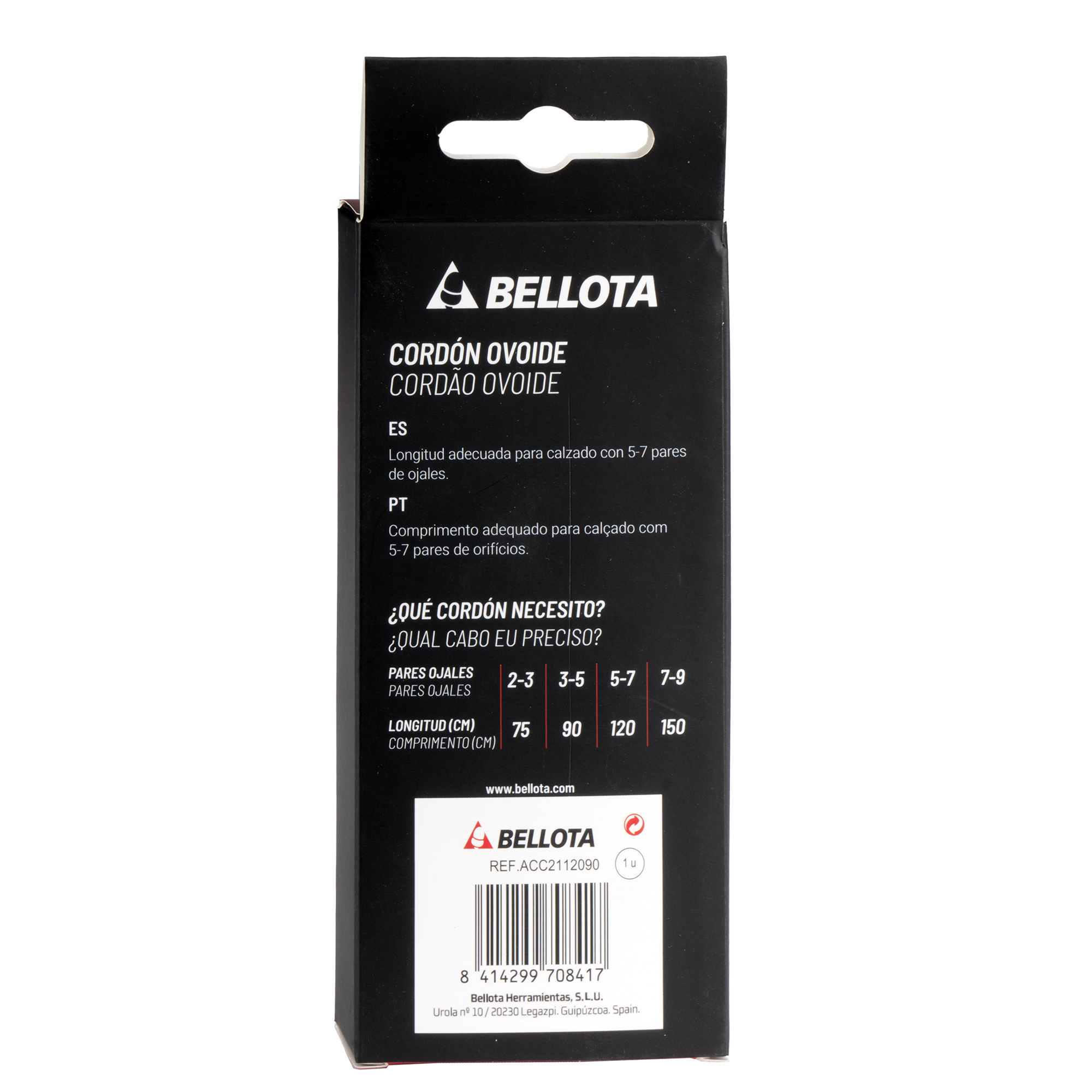 Cordón ovoide negro 120 cm / ACC2112090