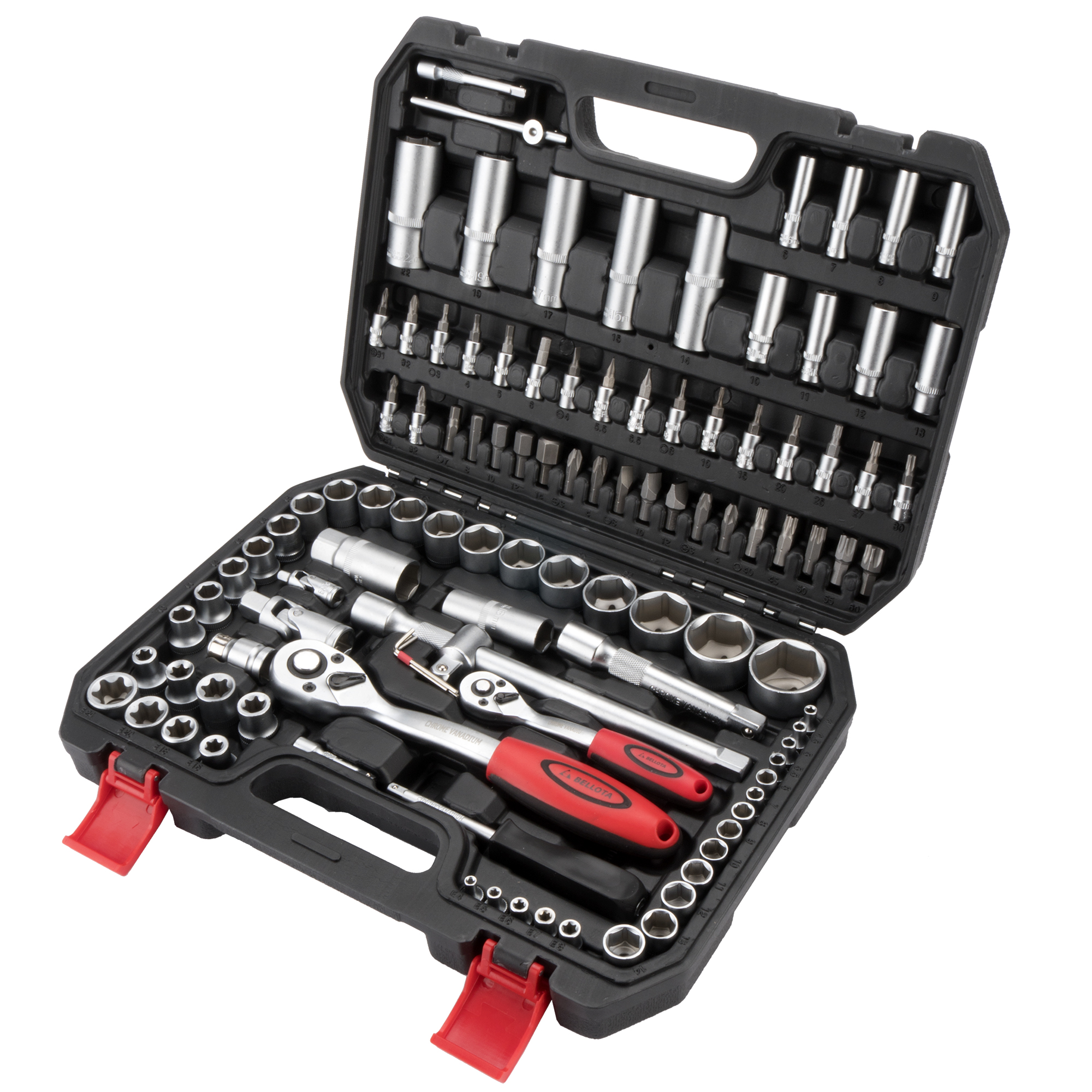 Juego de llaves de vaso 108 piezas con cuadrado de 1/4' -  1/2' y accesorios / 26592