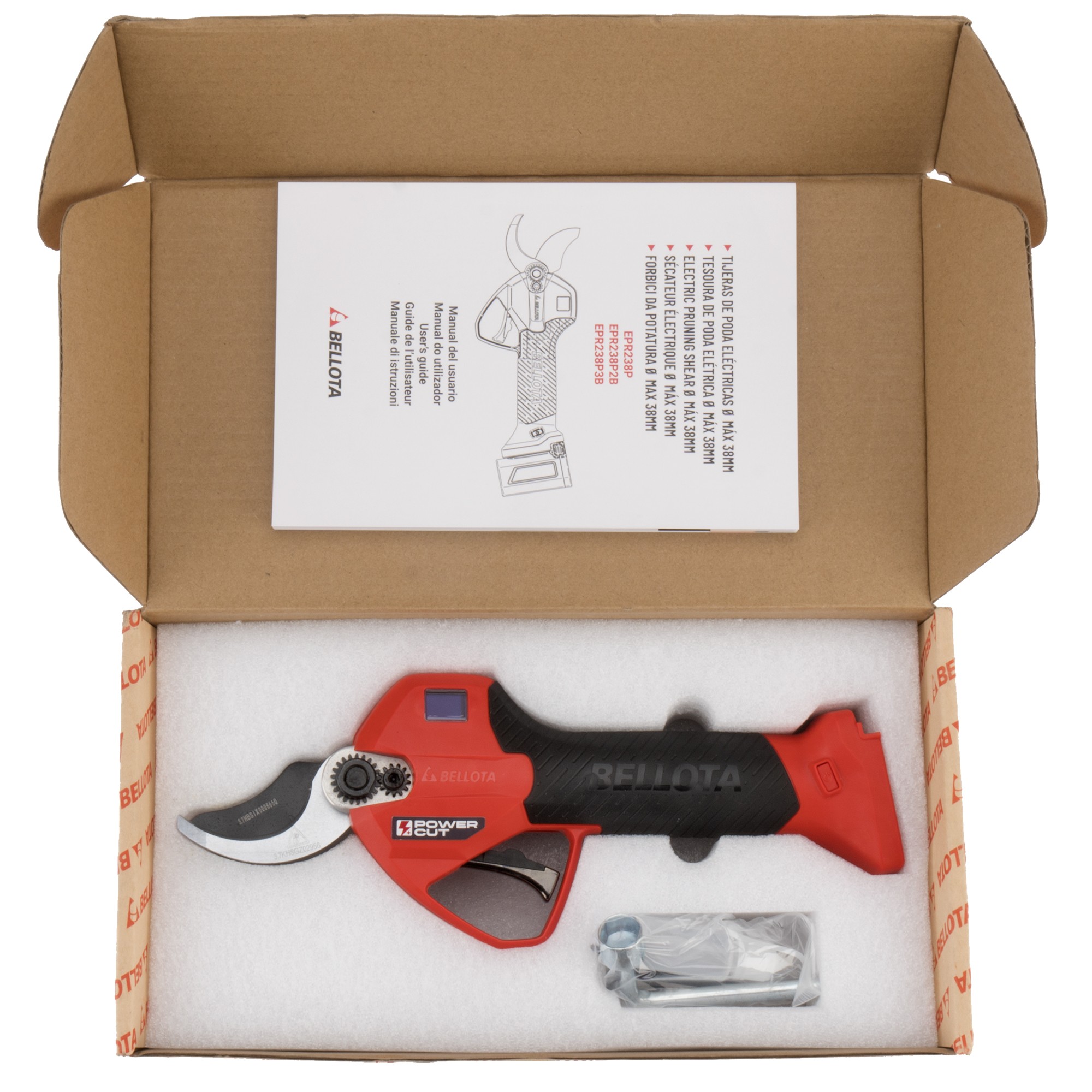 Tijera de poda eléctrica sin cable, POWER CUT con batería de Litio Ion y apertura máxima de 38mm / EPR238P