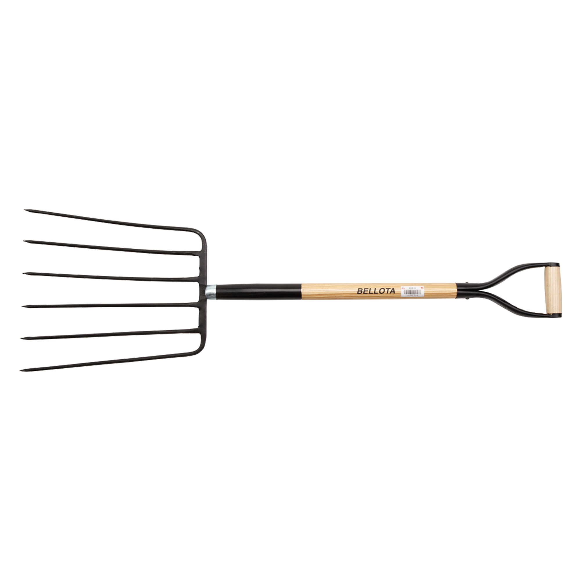 Horca forjada de 6 púas para recoger heno y estiércol y trasladar grandes cantidades de materiales ligeros / 9026A