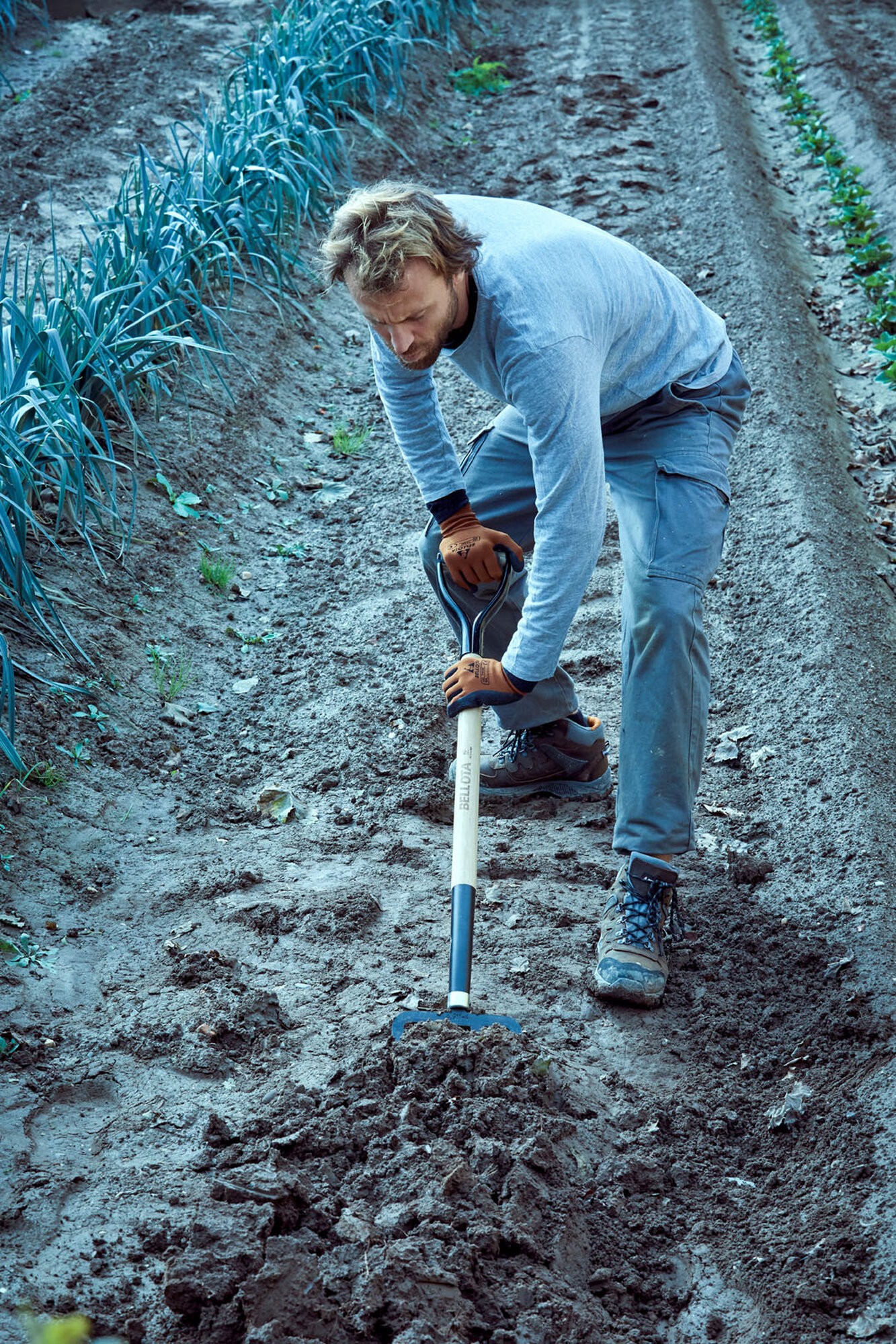 Horca de jardín, dientes forjados y planos para remover y cavar la tierra. Mango de anilla metálica, madera certificada / 9114A