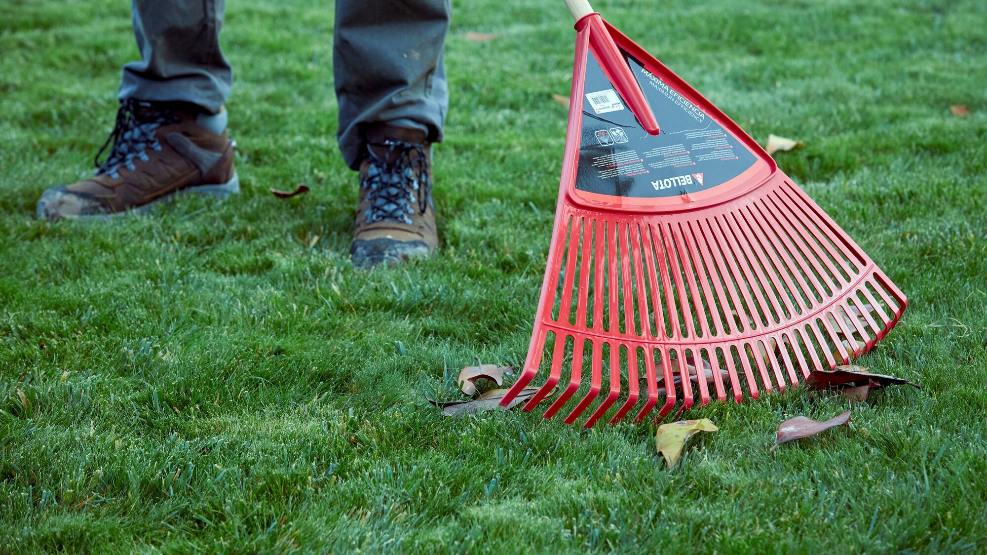 Escoba de plástico púa plana para limpieza de césped sin mango / 303424