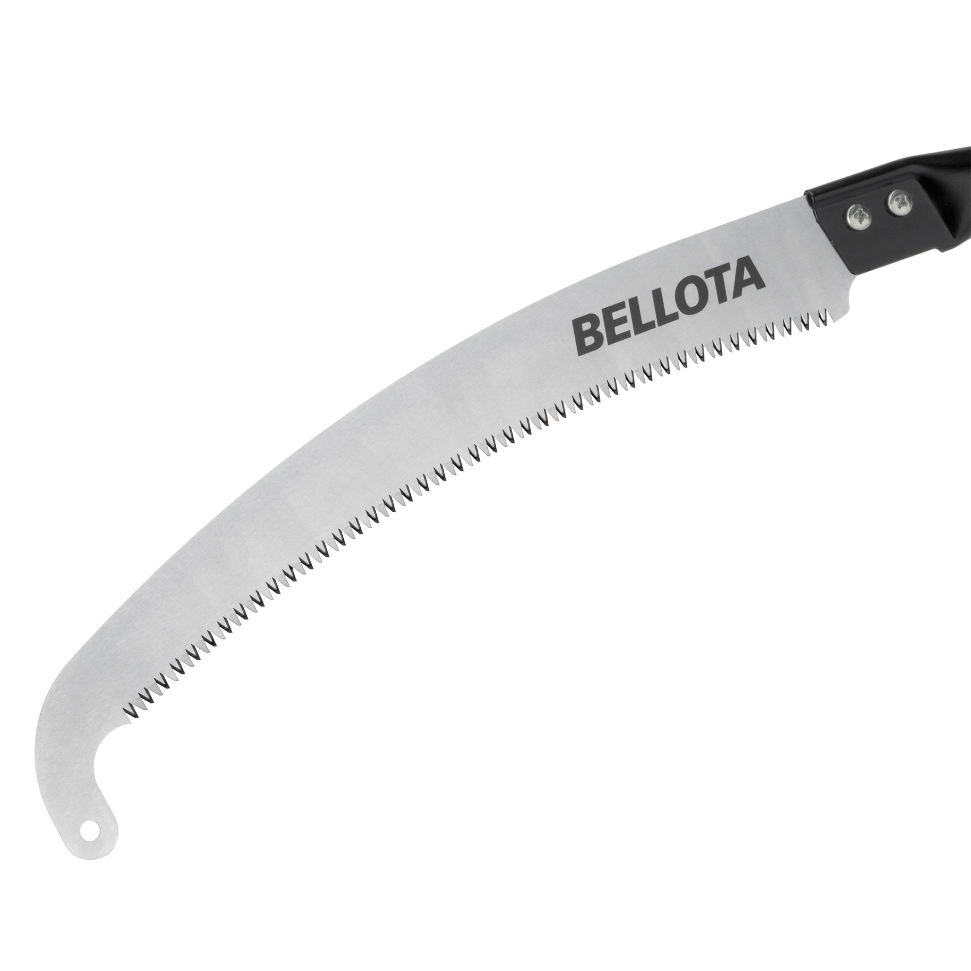 Serrucho curvo con gancho delantero, dentado japonés templado. Mango de acero con mariposas para adaptar fácilmente a la pértiga / 4580