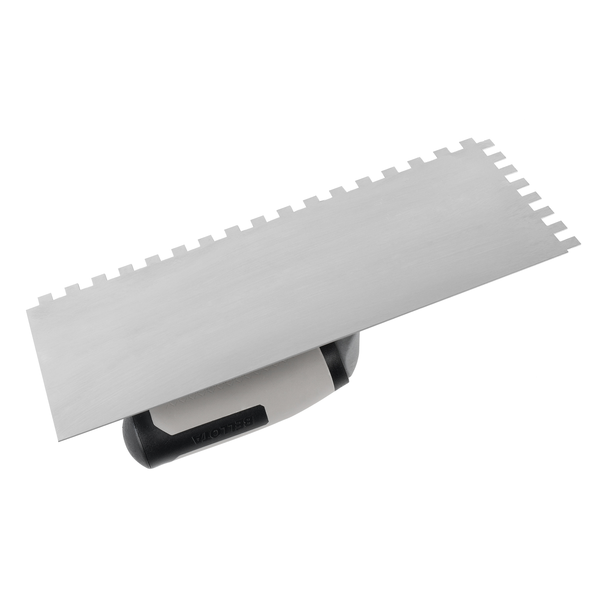 Peine de acero inoxidable diente castillo con mango abierto bimaterial para trabajos de alicatado y solado / 5874BIMINOX