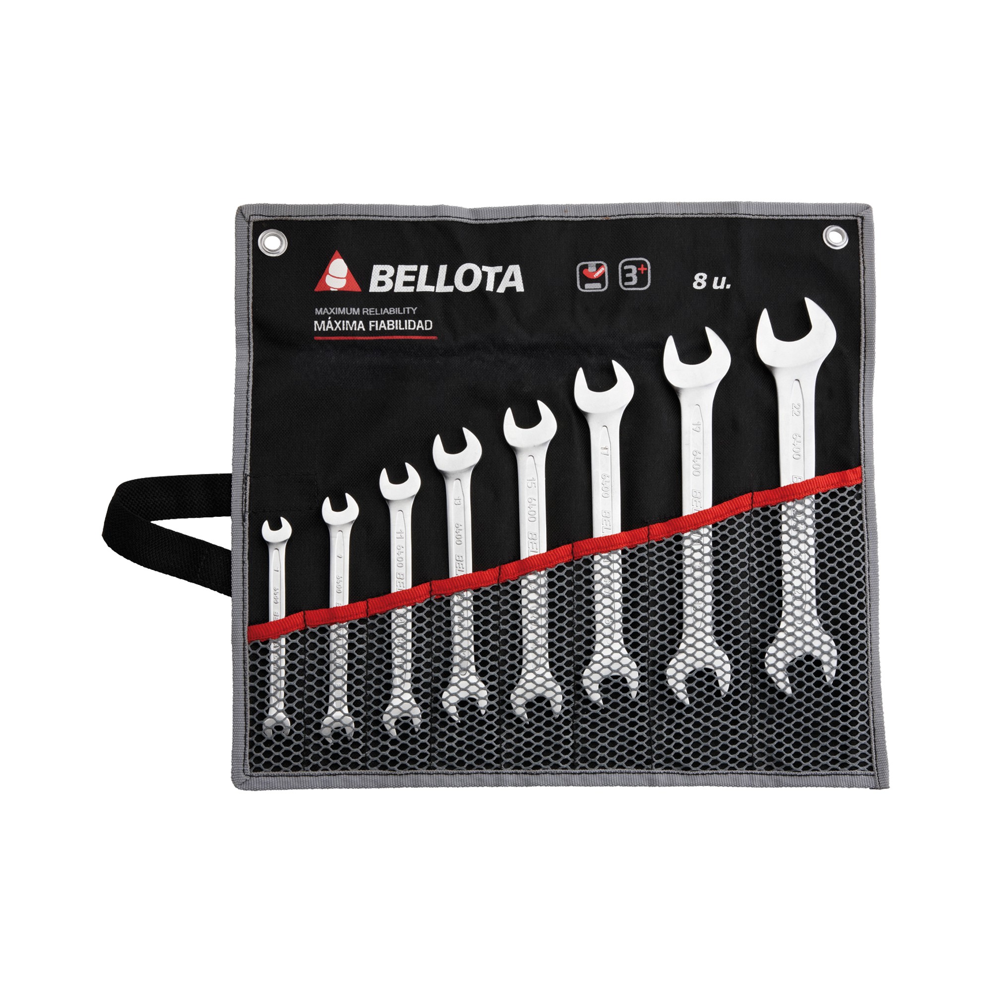 Juego bolsa de llaves fijas forjadas en acero CRV para apriete y ajuste / 6490BS