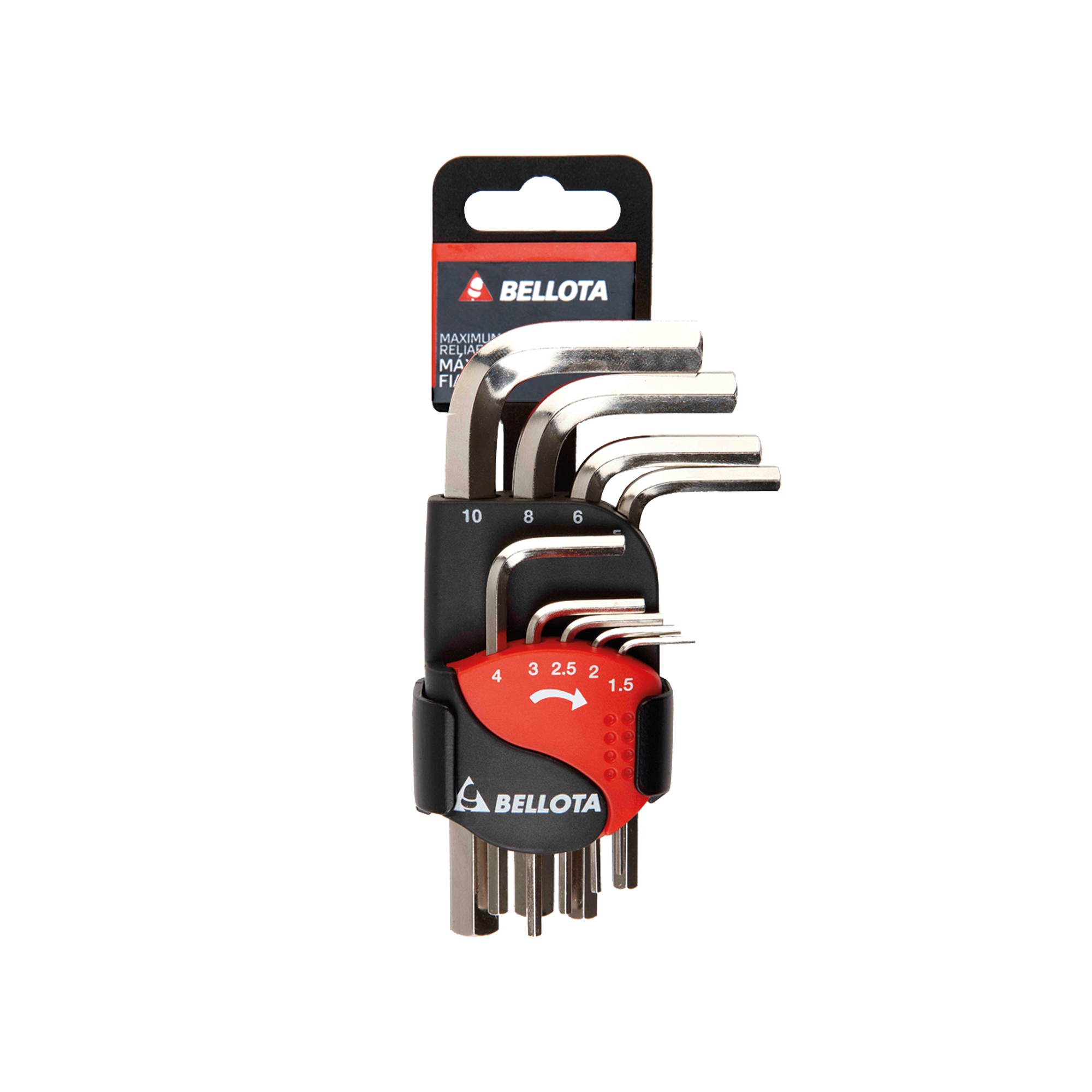 Juego clip de 9 llaves allen en acero CrV para apriete y ajuste / 64589N