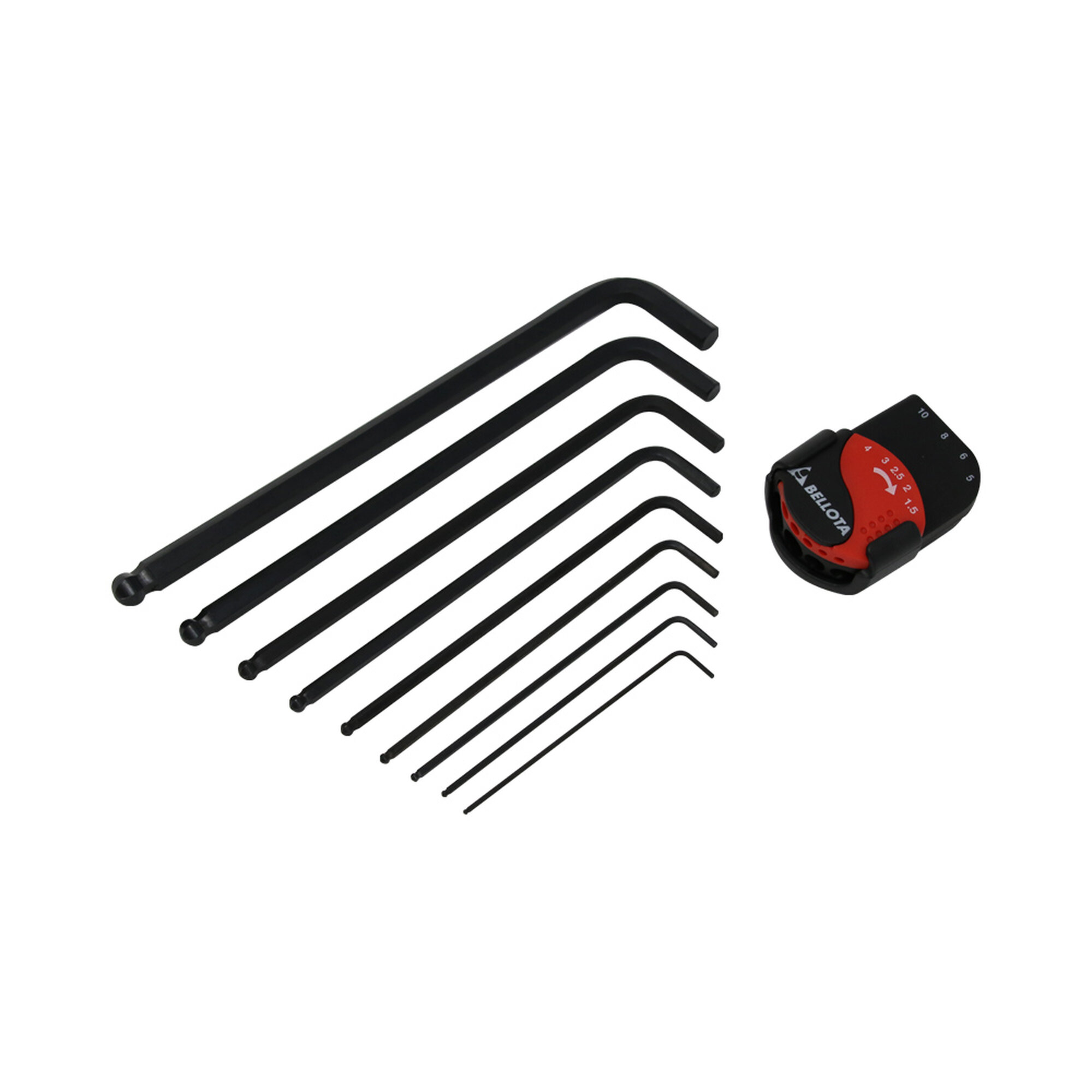 Juego clip de 9 llaves allen largas con bola pavonadas en acero CrV para apriete y ajuste / 64579P