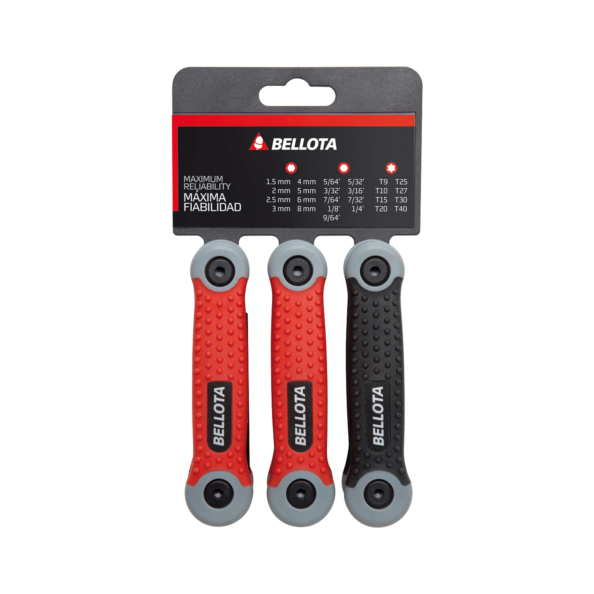 Juego de 3 navajas de llaves allen (mm y pulgadas) y torx en acero CrV para apriete y ajuste / 6455P3
