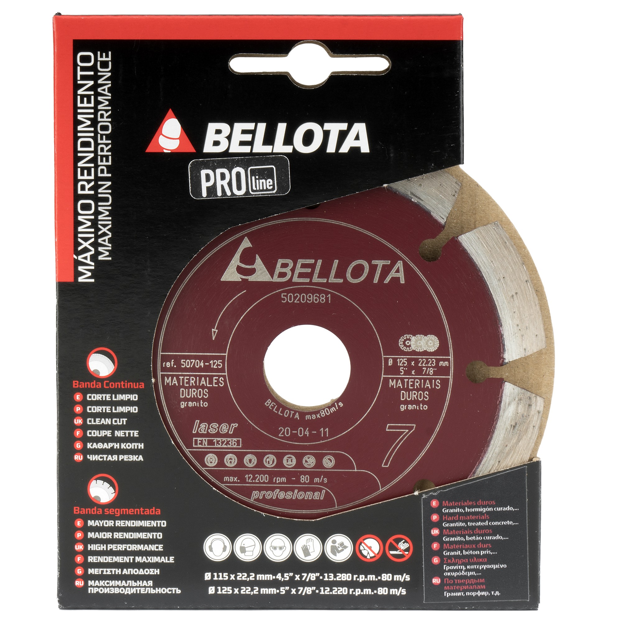 Disco diamante segmentado para materiales duros Pro7 corte seco / 50704