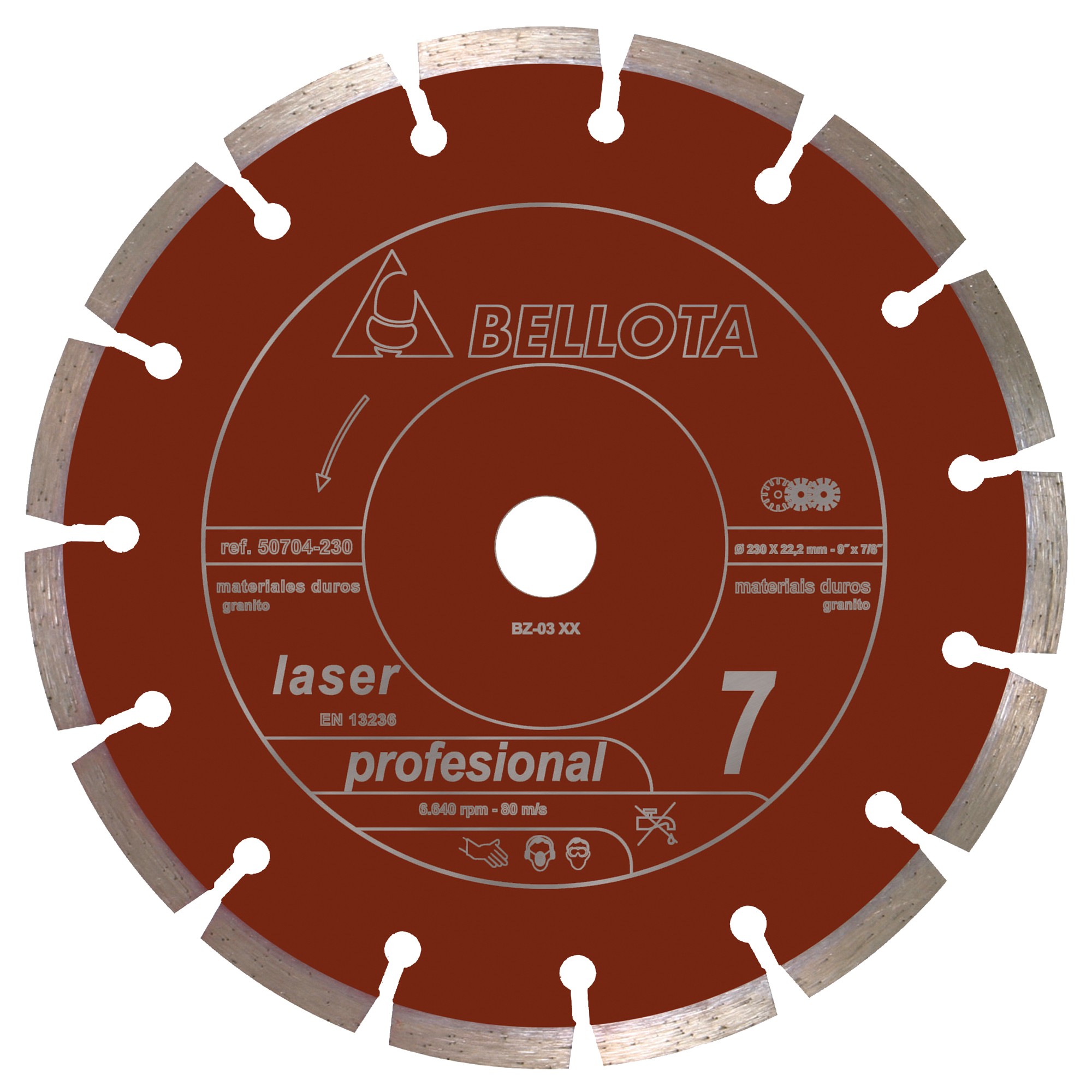 Disco diamante segmentado para materiales duros Pro7 corte seco / 50704