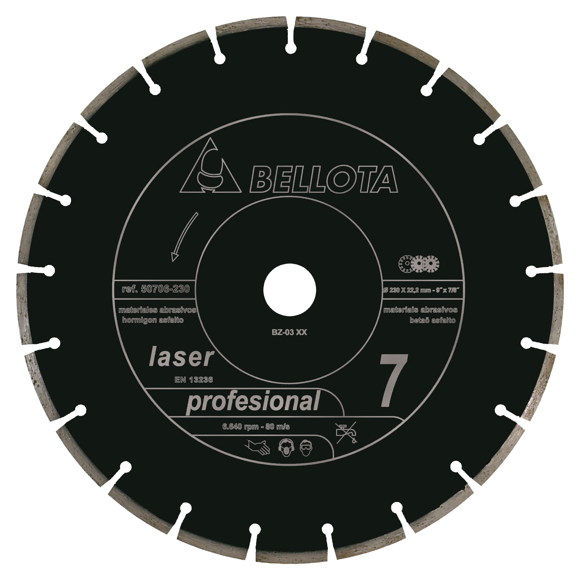 Disco diamante segmentado para materiales abrasivos Pro7 corte seco / 50706