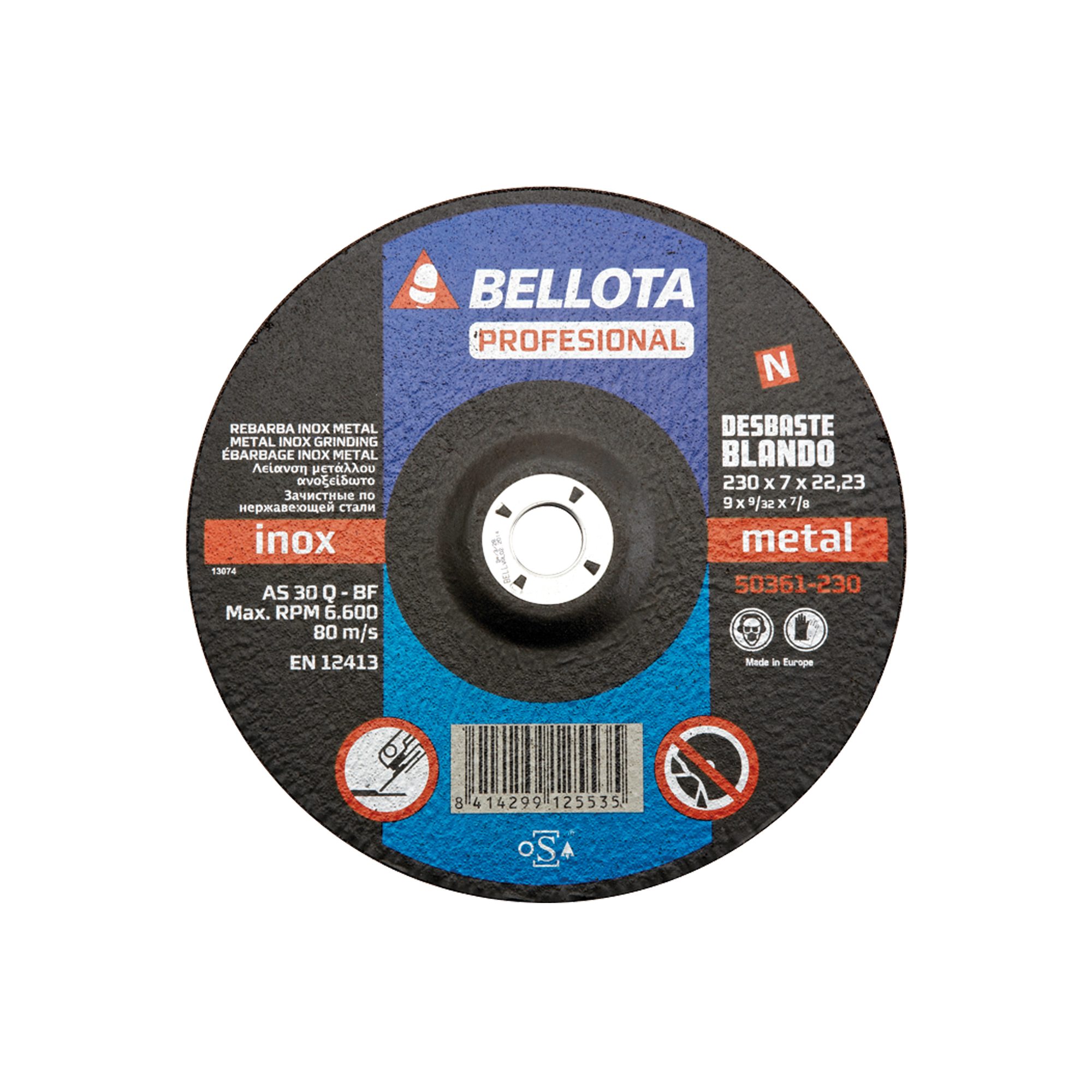 Disco abrasivo profesional para desbaste inox-metal, blando 7 mm / 50361