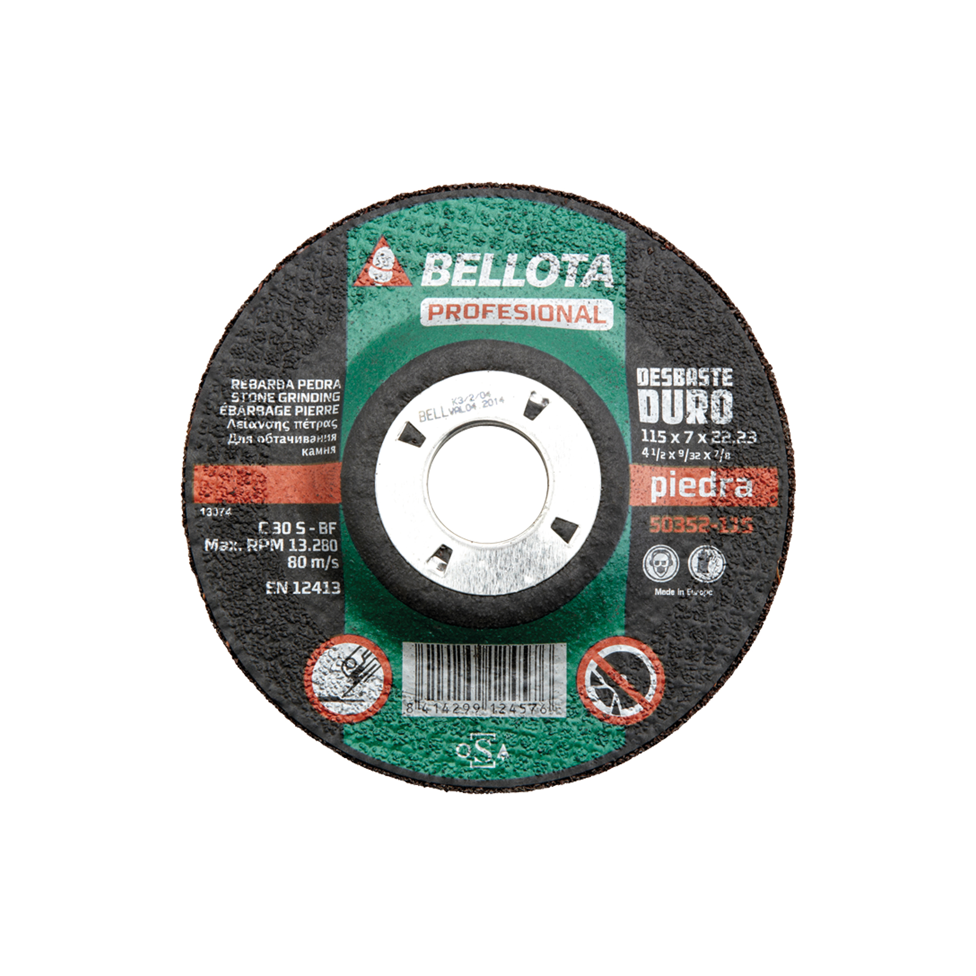 Disco abrasivo profesional para desbaste piedra, 7 mm / 50352