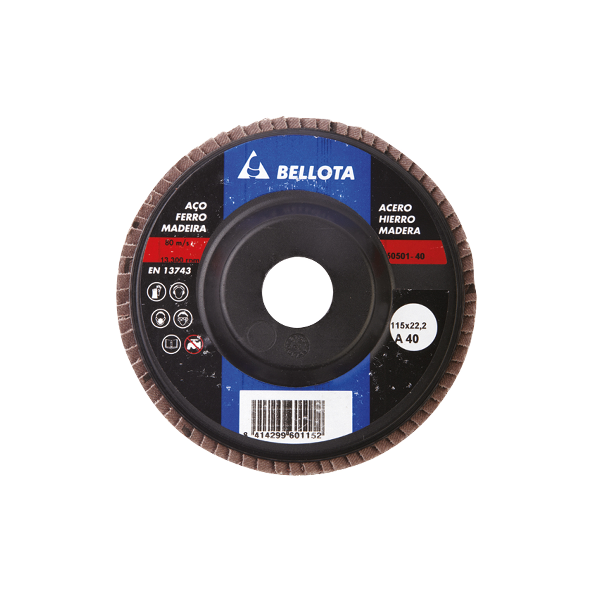 Disco de láminas base plana poliamida para desbaste madera-metal, grano A / 50501