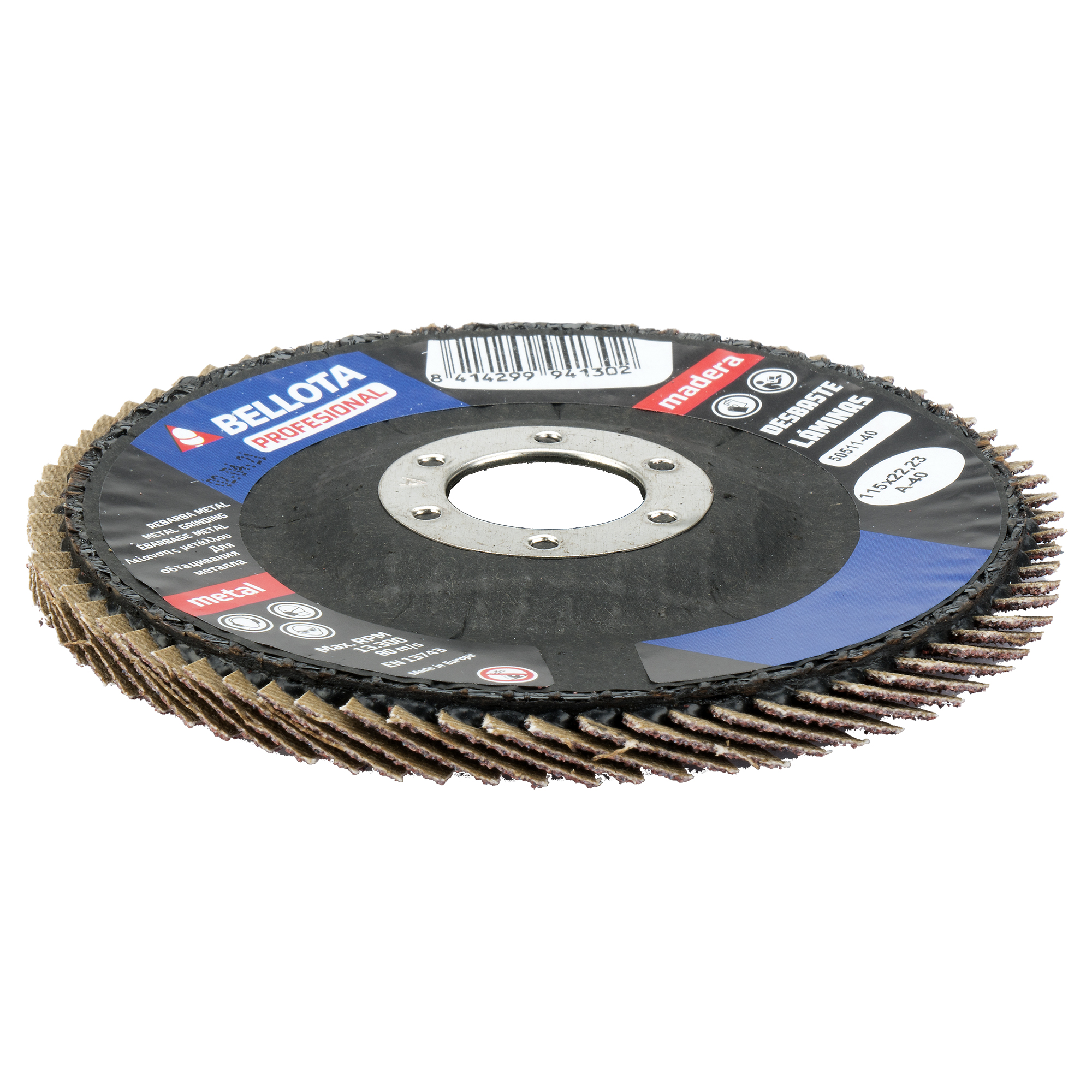 Disco de láminas base fibra cóncava para desbaste madera-metal, grano A /  50511