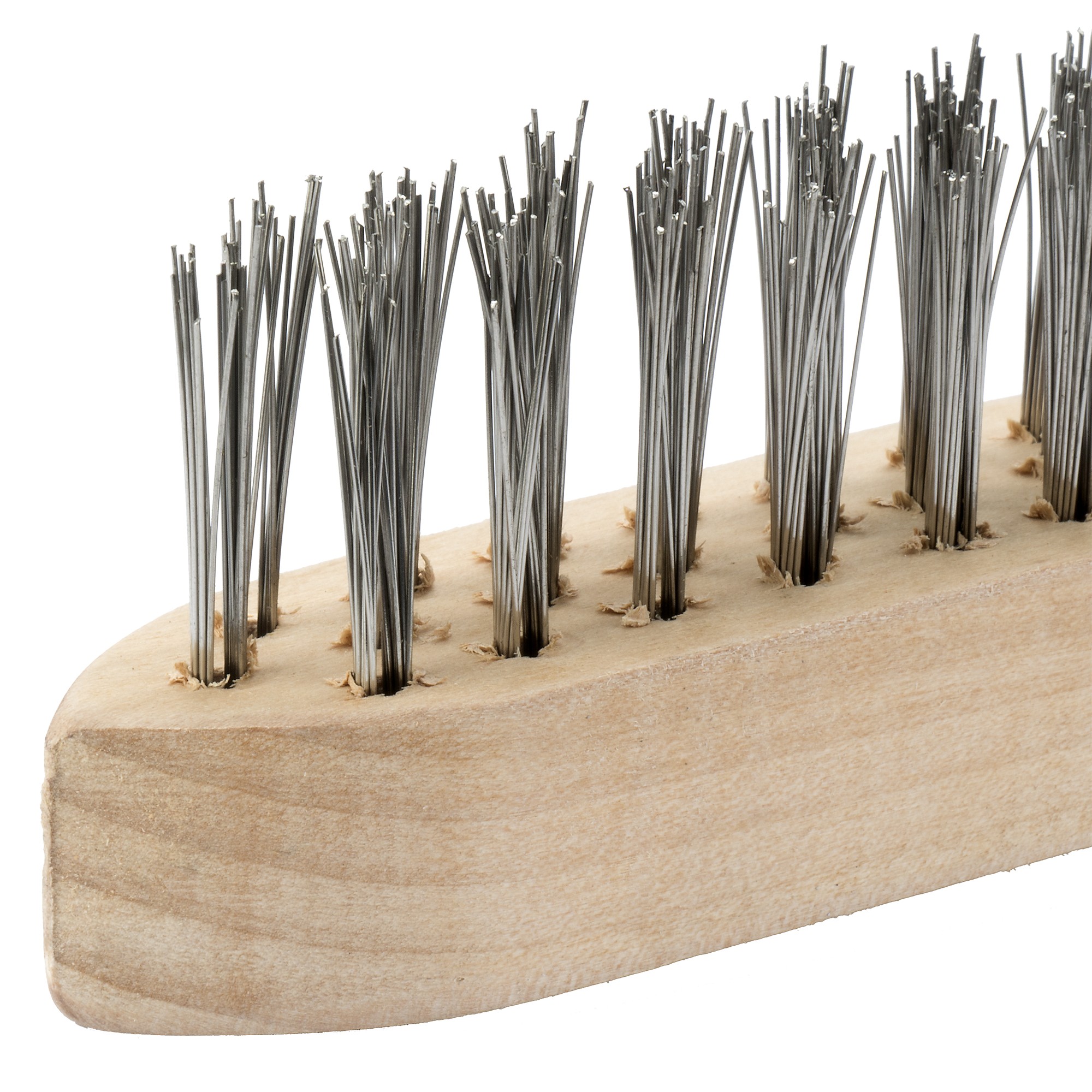 Cepillo manual con mango de madera, alambre de acero inoxidable recto / 50802