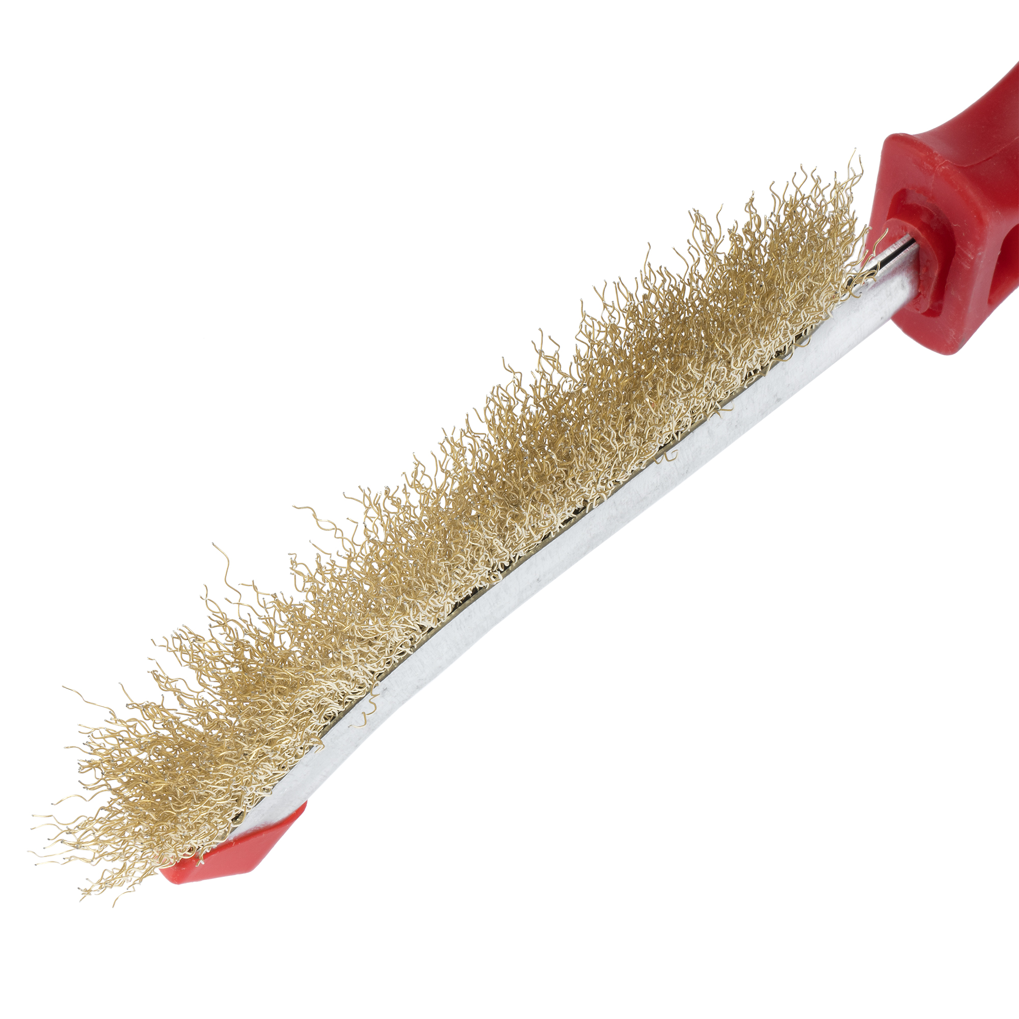 Cepillo manual con mango de plástico, alambre de acero latonado ondulado / 50806A