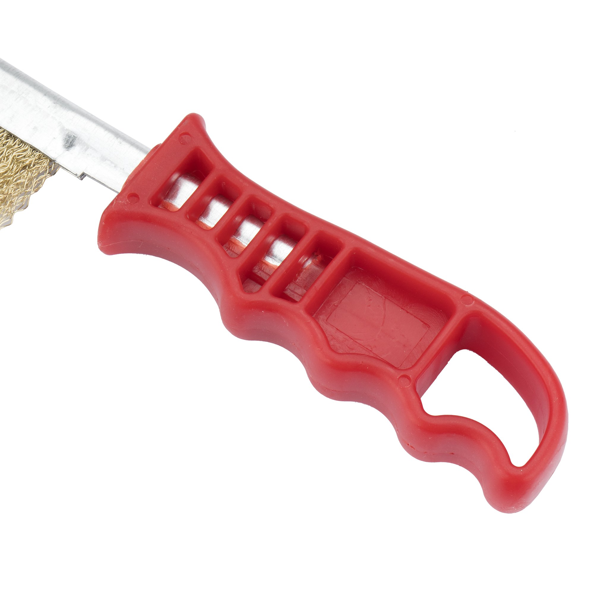 Cepillo manual con mango de plástico, alambre de acero latonado ondulado / 50806A