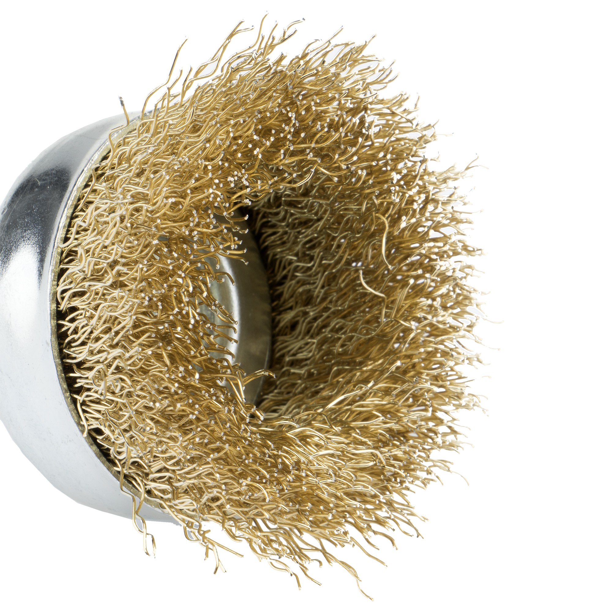 Cepillo de taza con perno, alambre de acero latonado ondulado / 50808