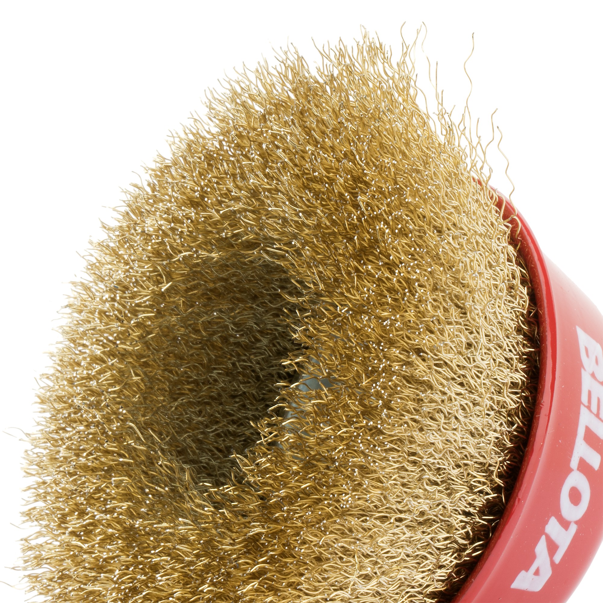 Cepillo de taza, alambre de acero latonado ondulado / 50812