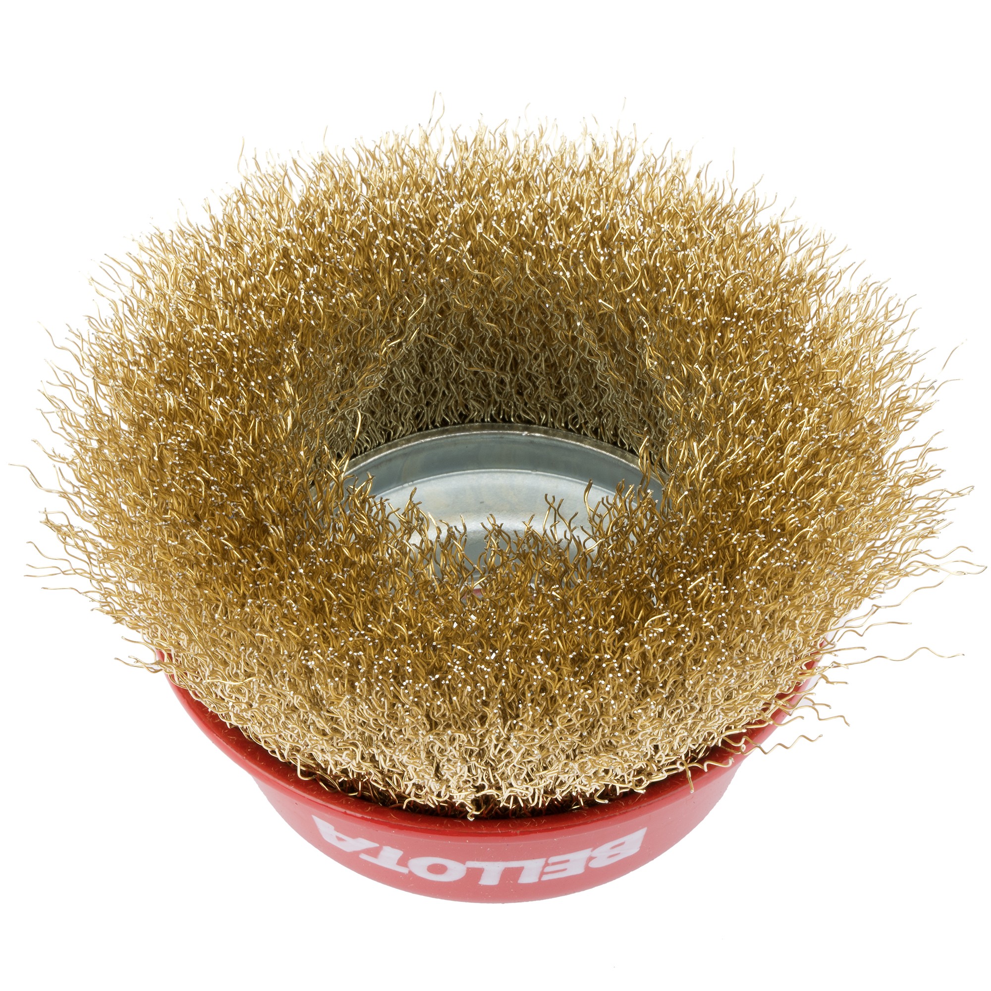 Cepillo de taza, alambre de acero latonado ondulado / 50812