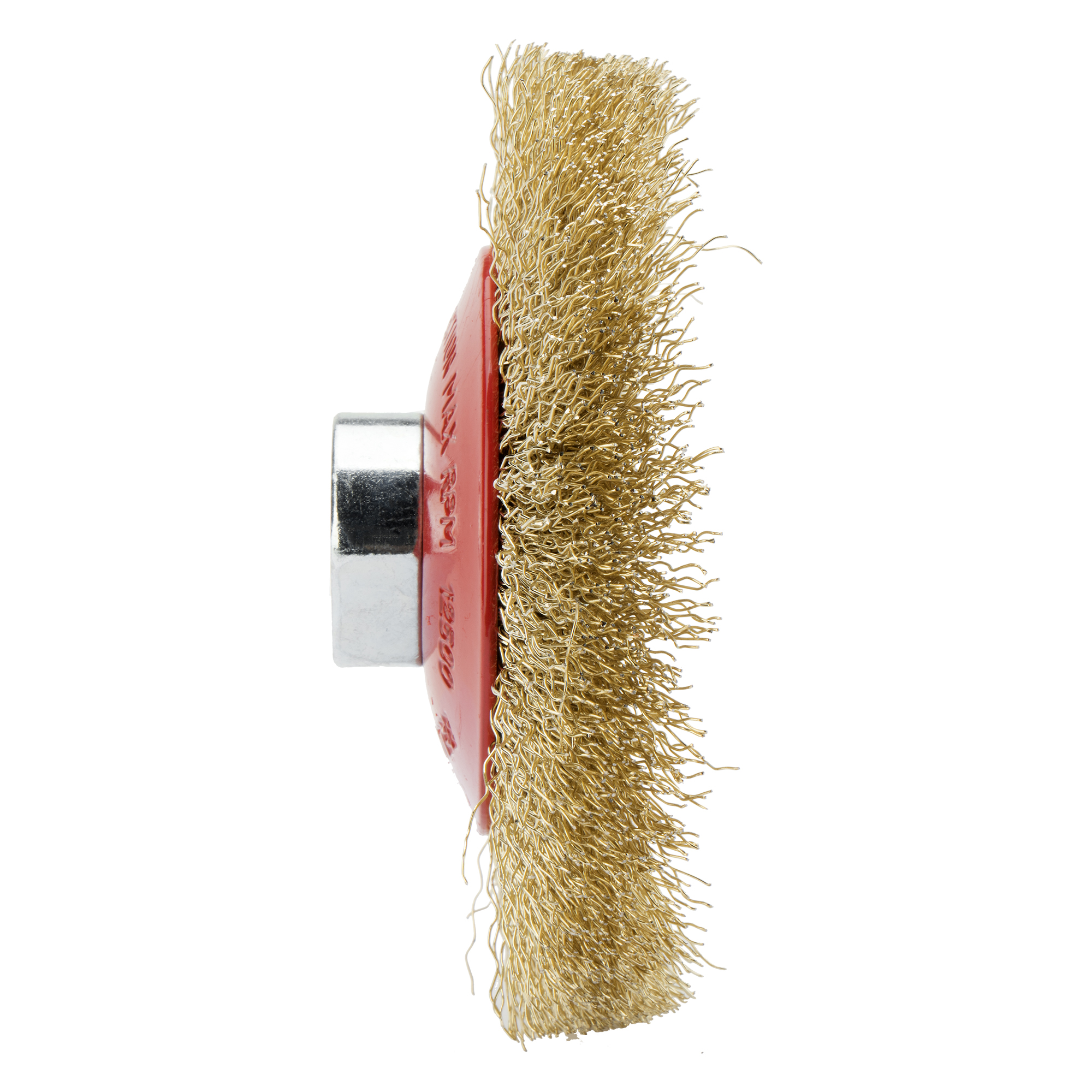 Cepillo cónico para altas revoluciones, alambre de acero latonado ondulado / 50815