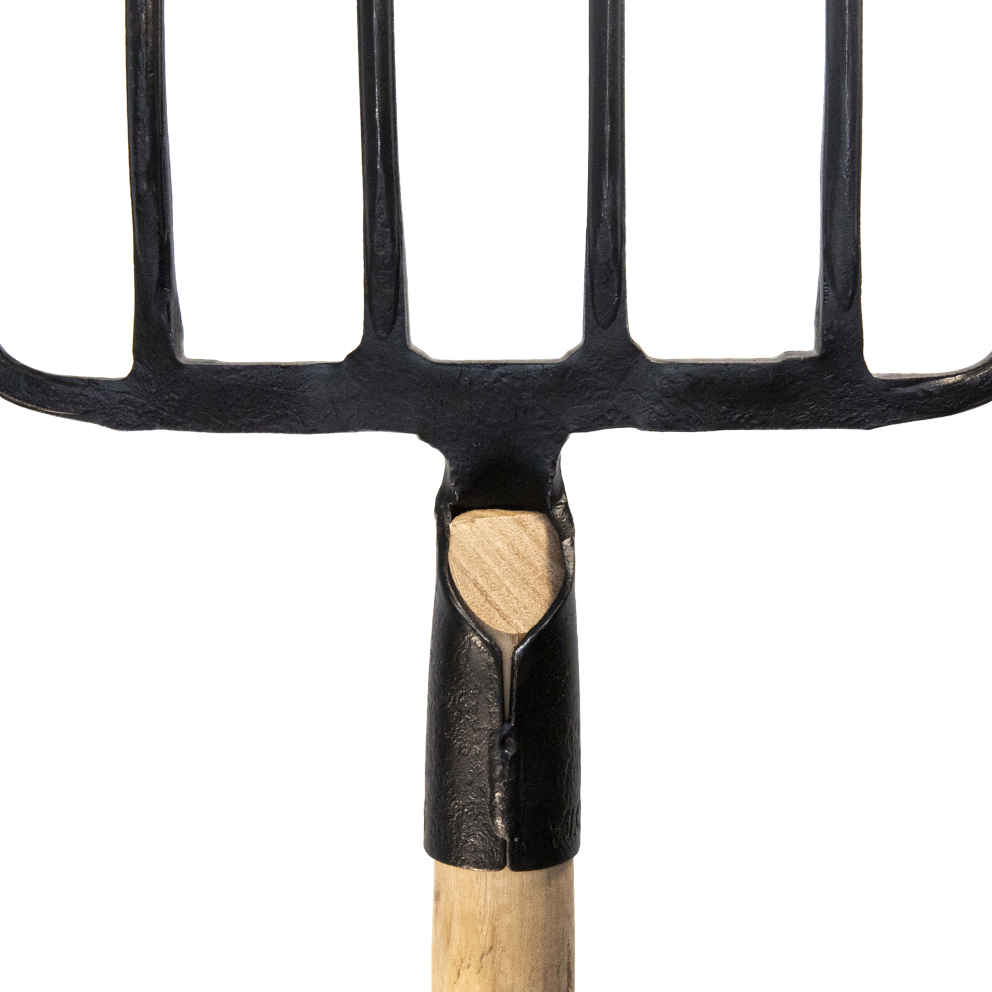 Horca forjada de 6 púas para trabajar terrenos de piedra y grava con mango largo curvo sin barnizar / 9046MCSB