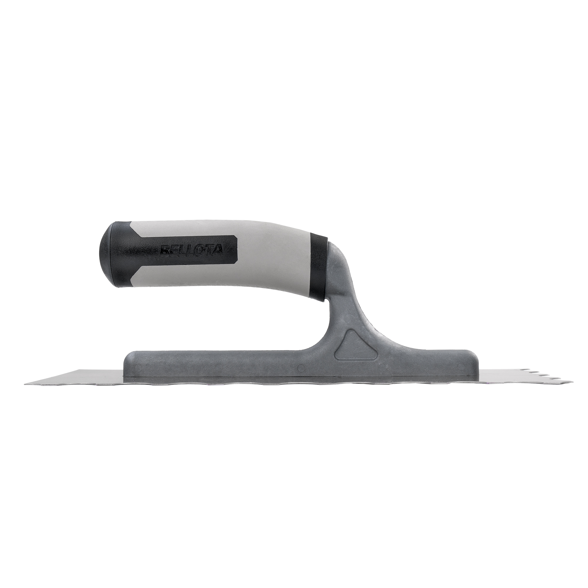 Peine de acero inoxidable diente radio con mango abierto bimaterial para trabajos de alicatado y solado / 5874RBIMINOX